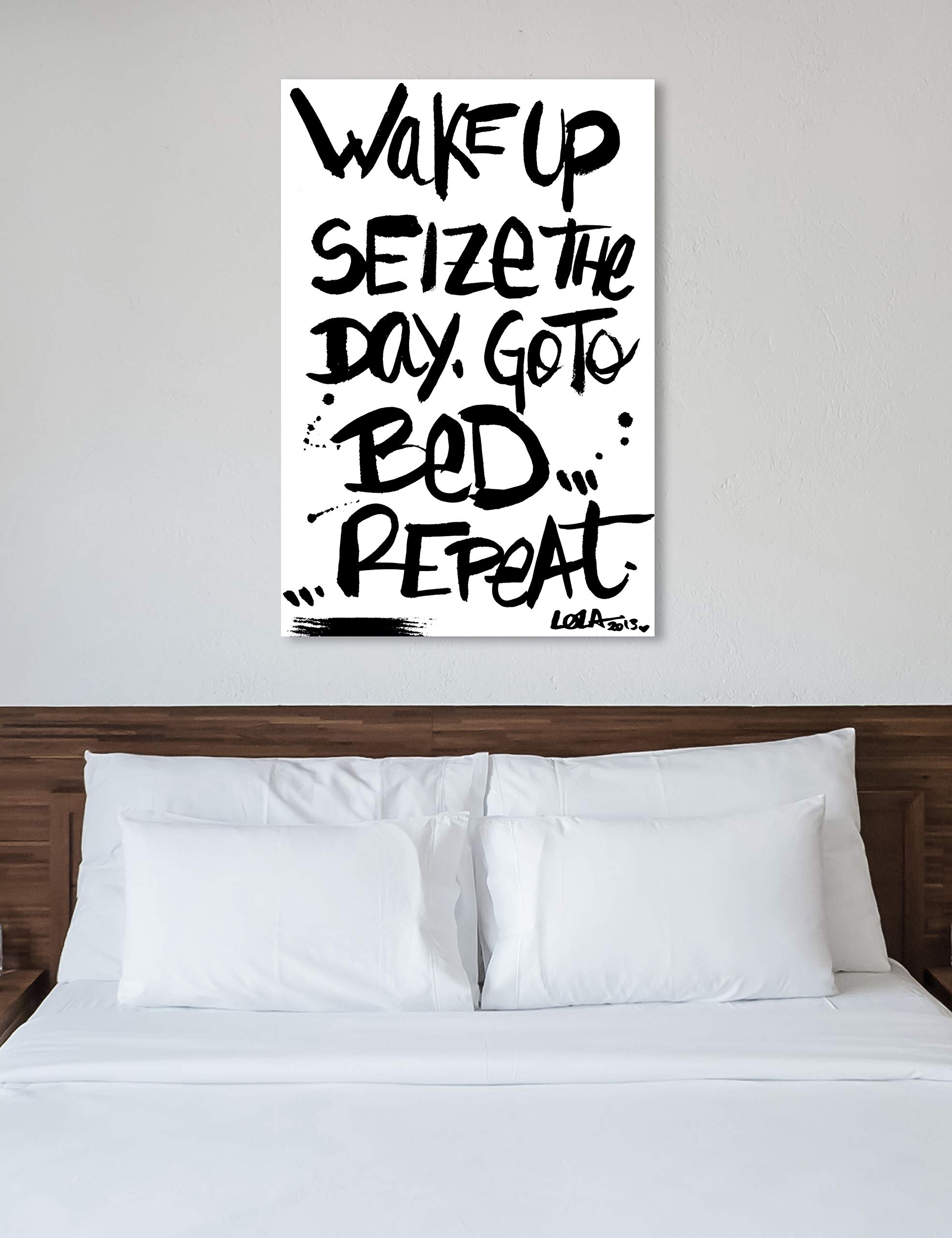 Seize The Day Minimalist Typography Wall Art Canvas Print - Inspirational Quote Home Decor for Living Room, Bedroom & Office