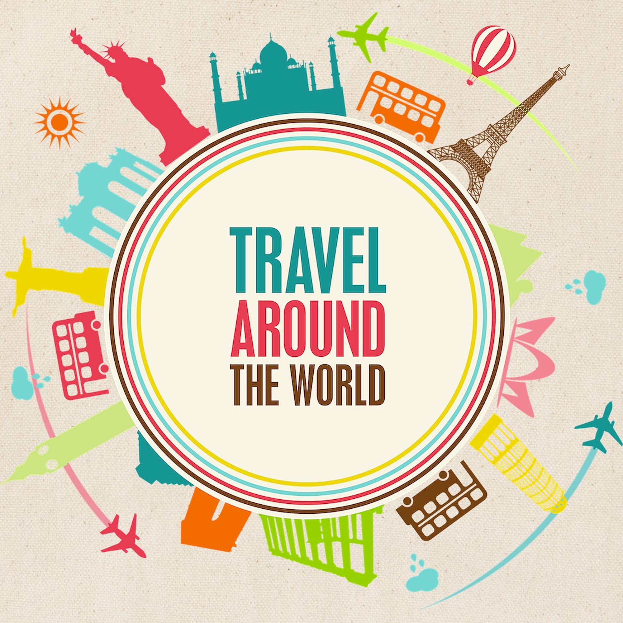 Travel Around The World Tote Bag - Natural Canvas Reusable Shopping Bag for Groceries, Beach & Everyday Use | Eco-Friendly Carryall
