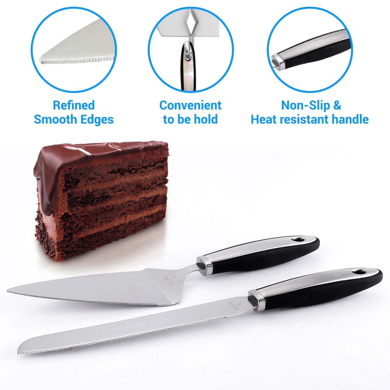 Premium Stainless Steel Cake Cutting Set - Wedding Cake Knife & Server, Pie Spatula - 2-Piece Durable Cake Cutter for Weddings, Birthdays & Special Occasions - Perfect for Cake Serving & Dessert Presentation