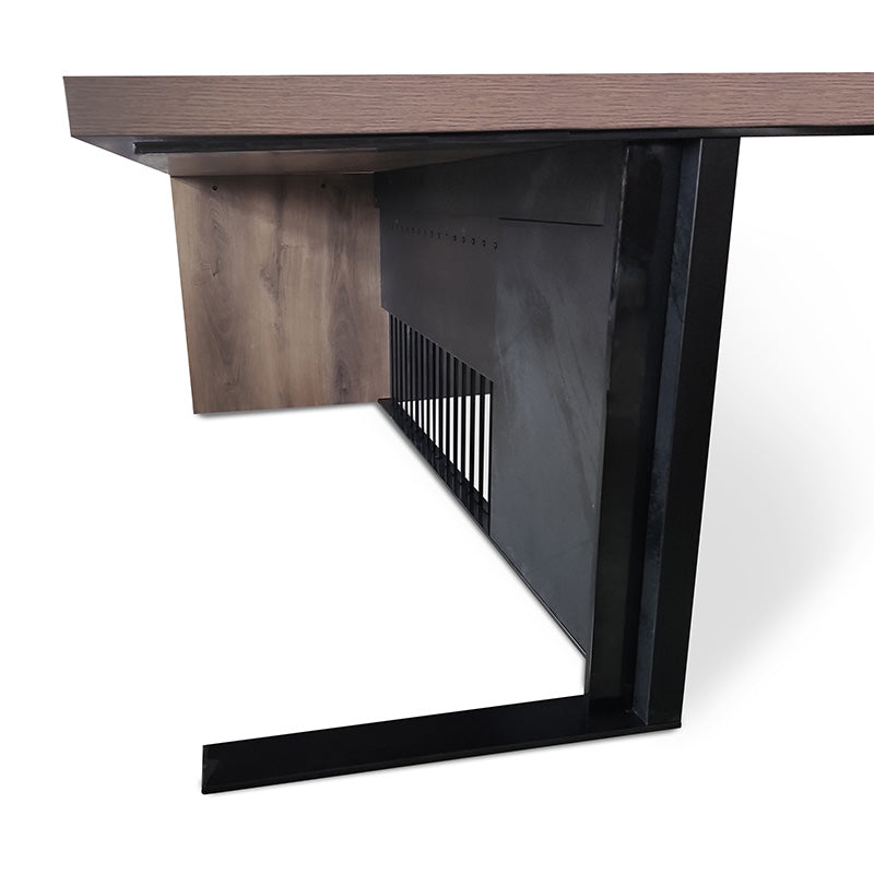 AFTAN BLACK HAWK Limited Edition Executive Desk with Pedestal & Left Mobile Return - 180cm Warm Oak & Black Finish - Premium Office Furniture for Home & Business Workspaces