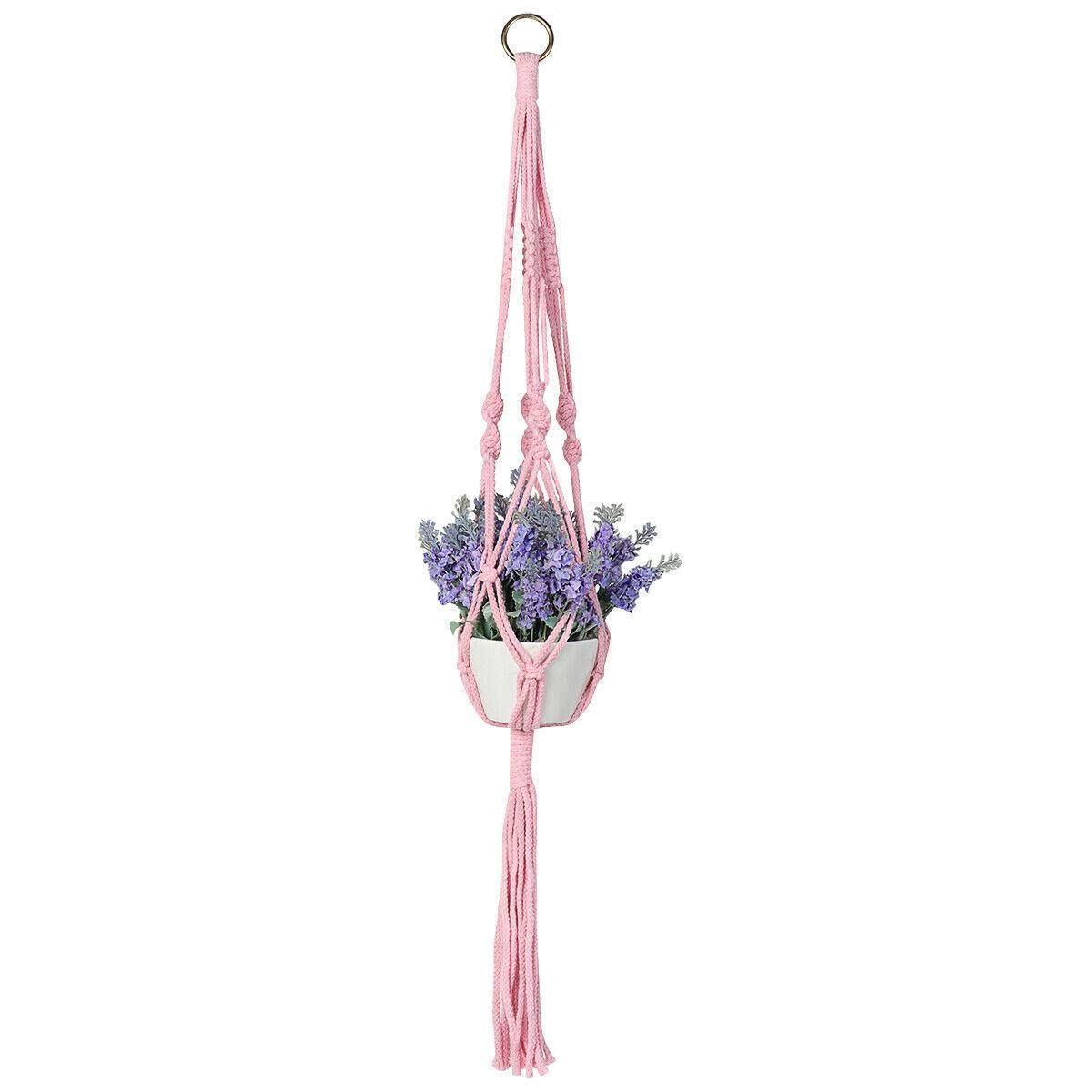 CompreDH 4-Piece Macrame Hanging Planter Set - Handmade Cotton Rope Plant Hangers for Indoor Outdoor Garden Decor, Wall Mounted Flower Pot Holder Basket - Perfect for Balcony, Patio, Living Room & Bedroom Plants