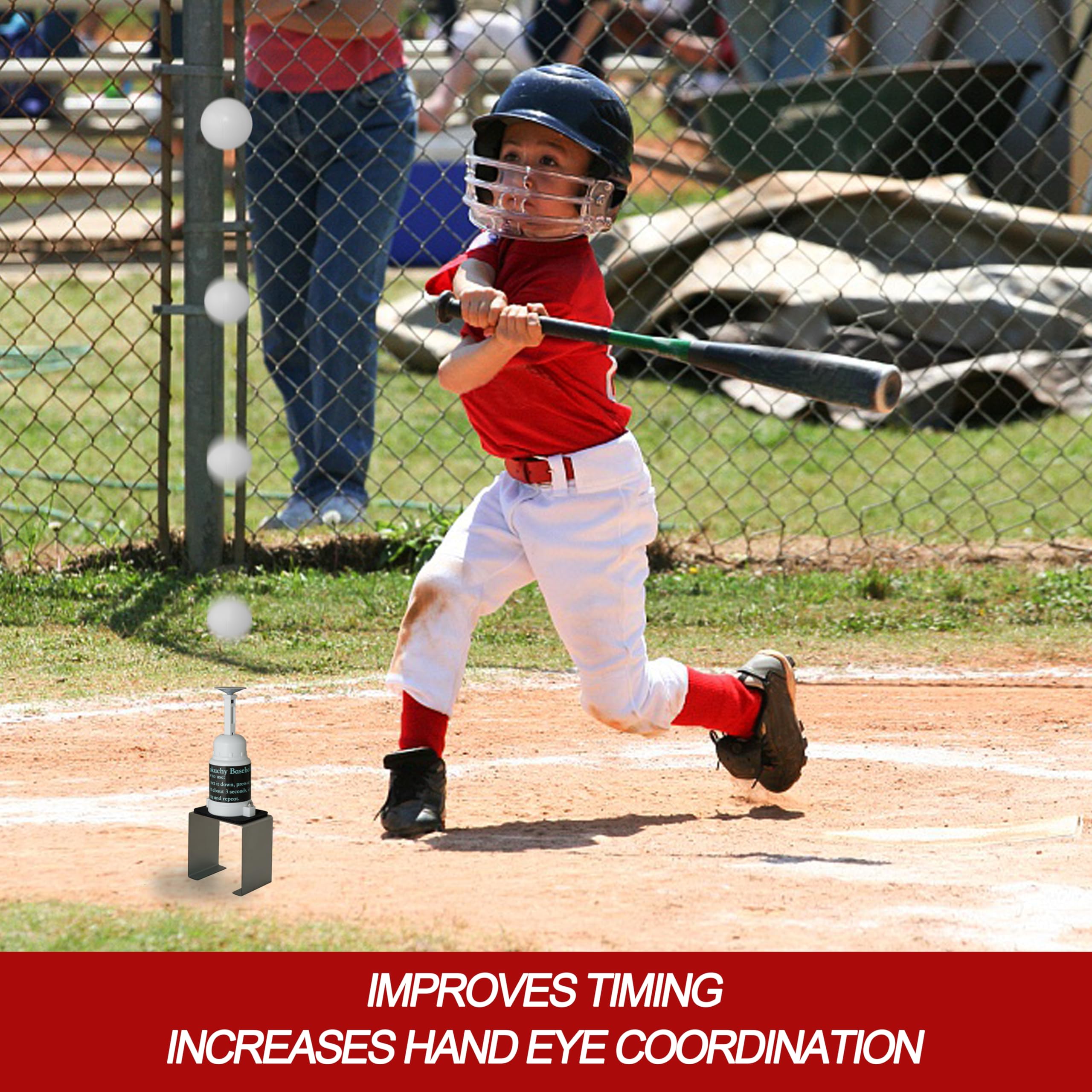 Baseball Training Tee Popper - Professional Hitting Tee for Perfect Swings | Baseball Practice Equipment with 5 Plastic Balls | Batting Machine for Solo Hitting Practice Without Pitcher | Ideal for Backyard Drills & Batting Cage Training