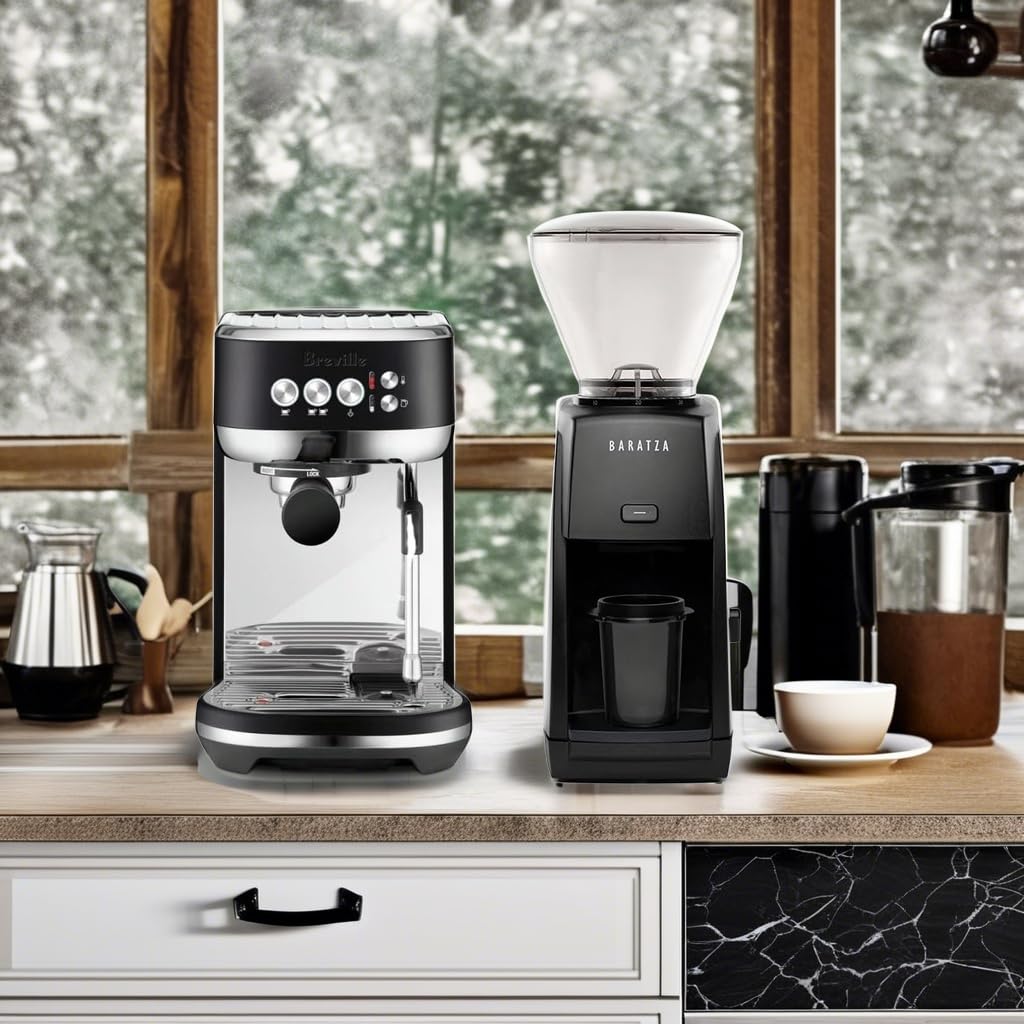 Breville Bambino Plus Espresso Machine & Baratza Encore ESP Grinder Bundle - Black (BEP501BTR1BNA1) | Professional Home Coffee Bar Setup for Espresso Lovers