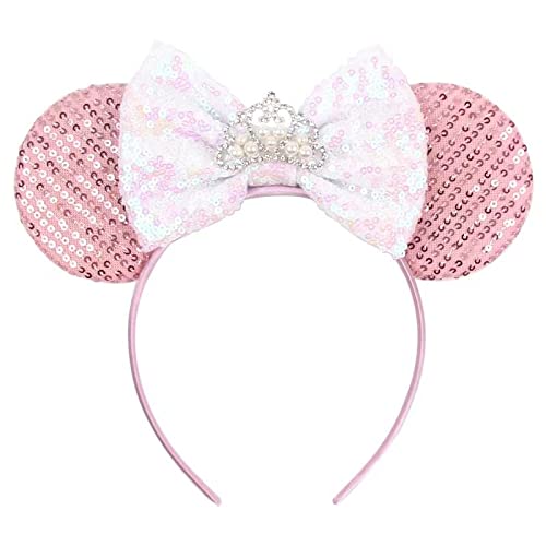 Disney Princess Ears Headbands for Girls & Women - Cute Bow Hair Accessories for Cosplay, Birthday, Christmas Parties & Disney Trips (Pink) | Perfect for Theme Parties, Costume Events & Photo Props