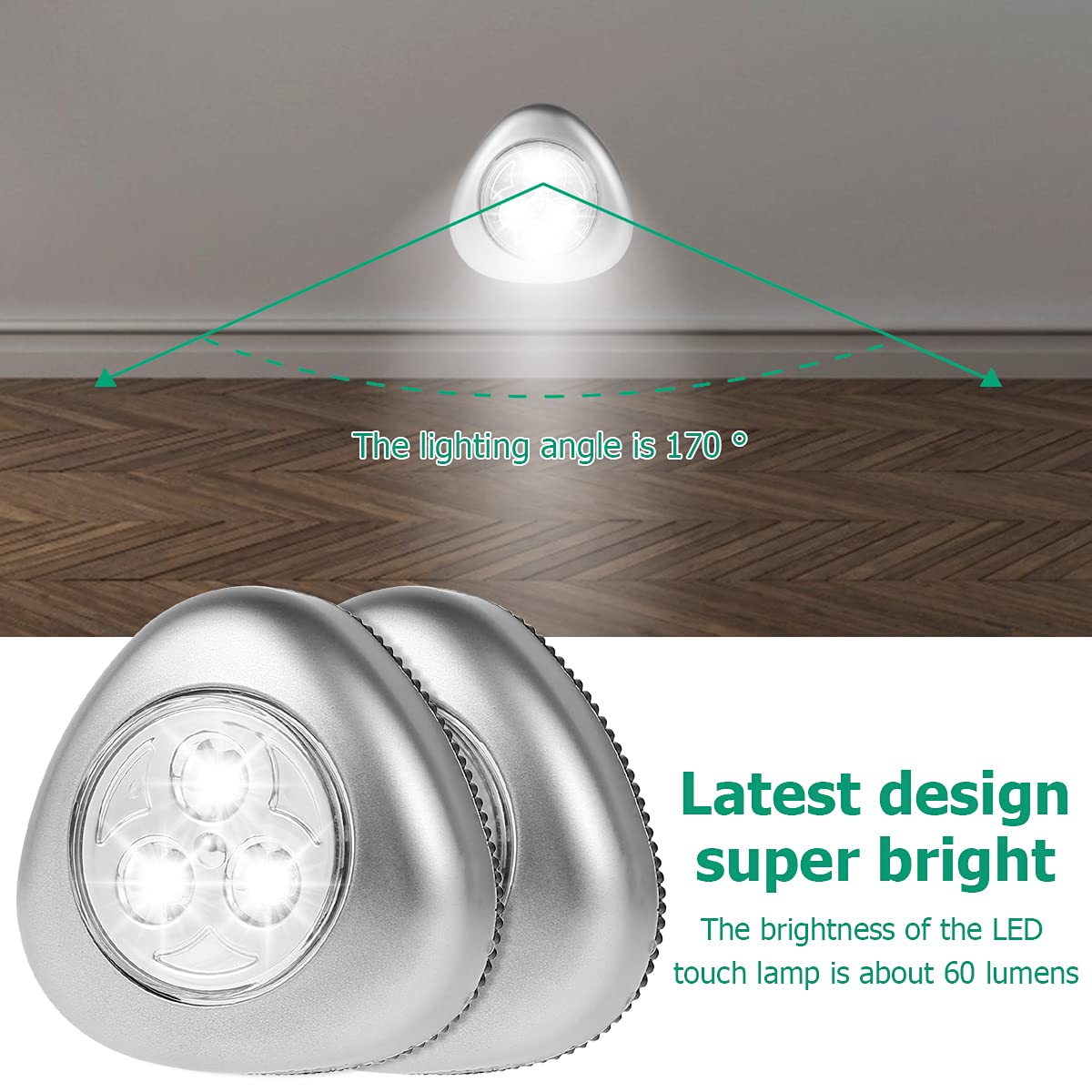 6pcs LED Touch Lights, Battery Powered Wireless Stick-On Night Light, Triangle Touch Lamp - Cordless, Touch Activated On/Off for Kitchen Cabinets, Closets, Stairs & Bedrooms (Perfect for Nighttime Safety & Convenience)