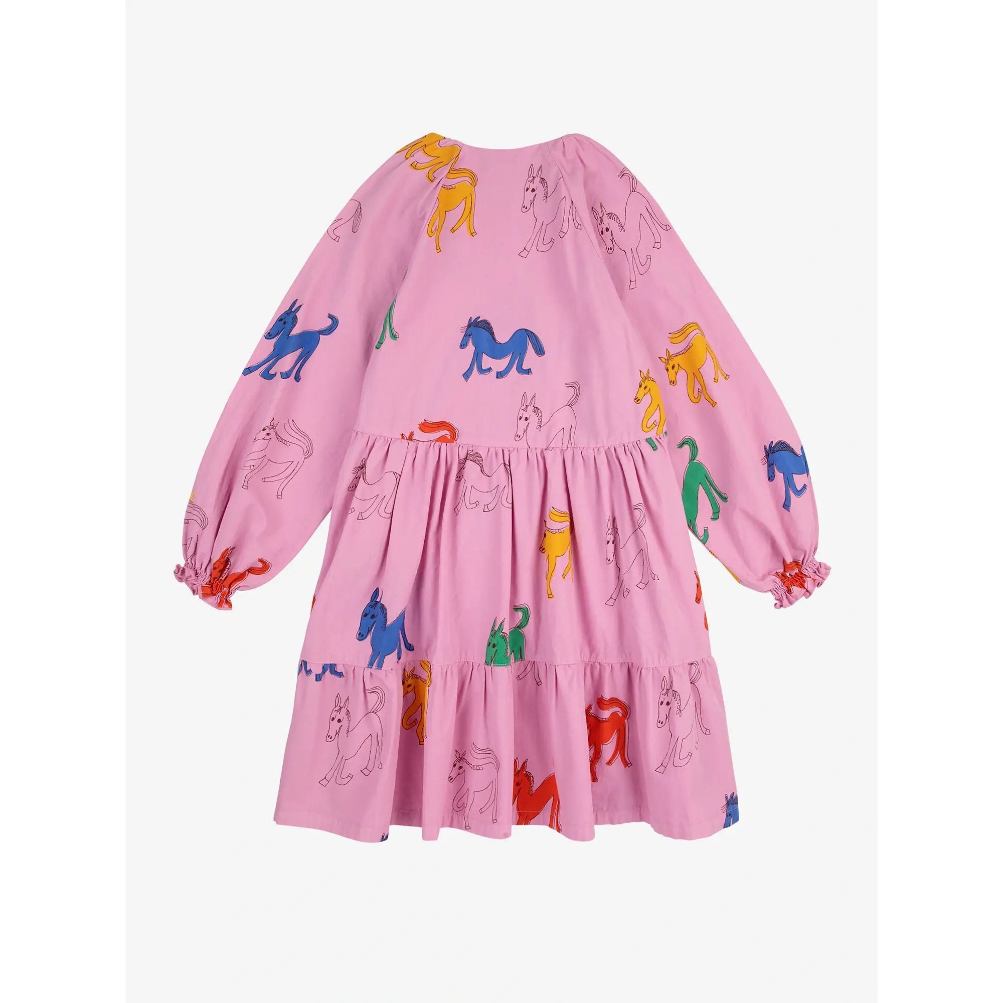 Bobo Choses Wonder Horse Woven Dress for Girls - Pink Floral Print, Comfortable & Stylish Casual Wear for Playdates, Parties & Everyday Outfits