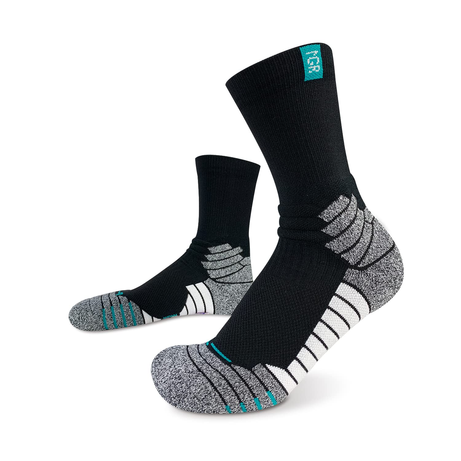 YACCA Men's Basketball Socks with Thick Cushion - Ankle High Athletic Socks for Running, Hiking, Sports & Workout - Breathable Moisture Wicking Socks for Basketball, Gym & Outdoor Activities