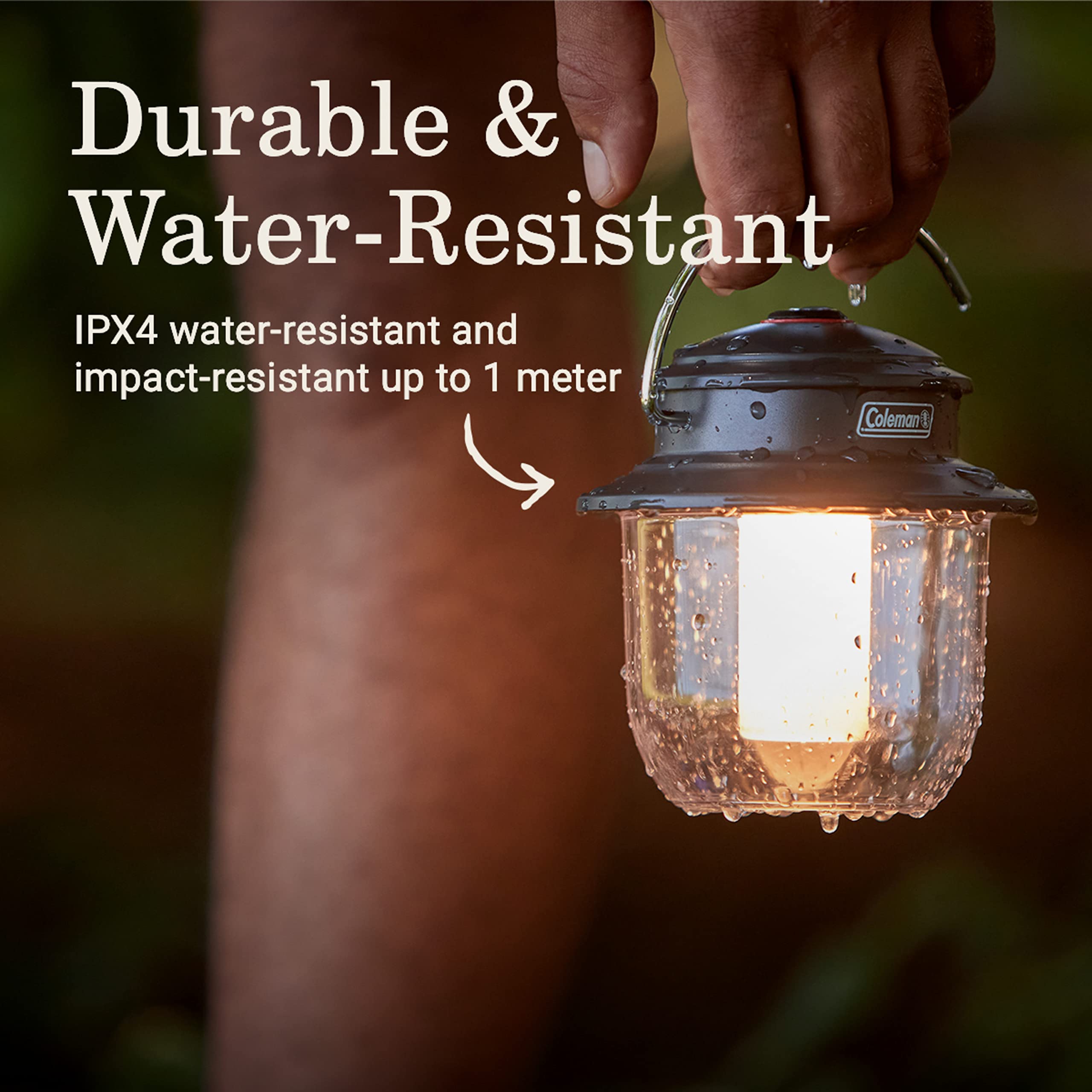**Coleman Classic Rechargeable LED Lantern – Water-Resistant, Durable, Built-in Battery – Perfect for Camping, Hiking, Power Outages & Emergency Preparedness**