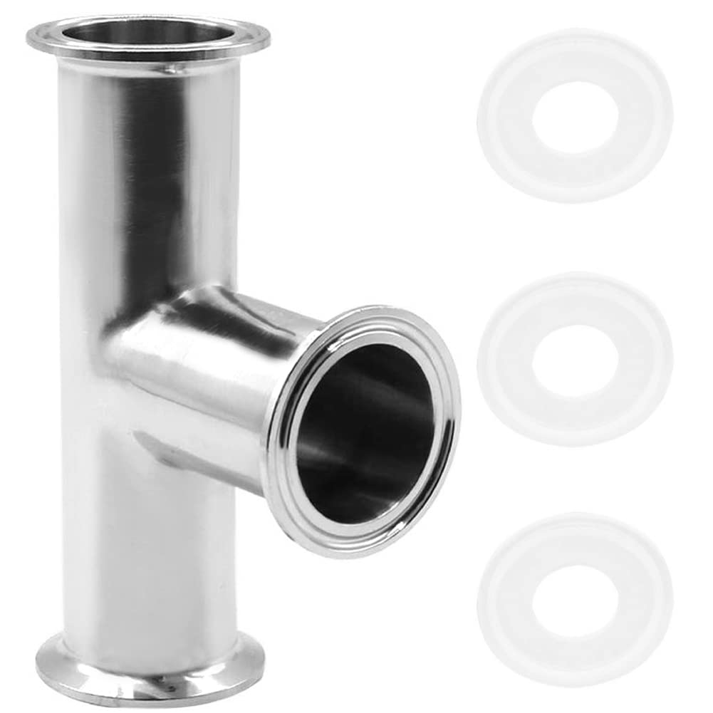 Stainless Steel 304 Tri Clamp Tee Fitting - 2 Inch (51mm) 3-Way Sanitary Pipe Connector for Brewing, Dairy, Pharmaceutical & Food Processing Industries
