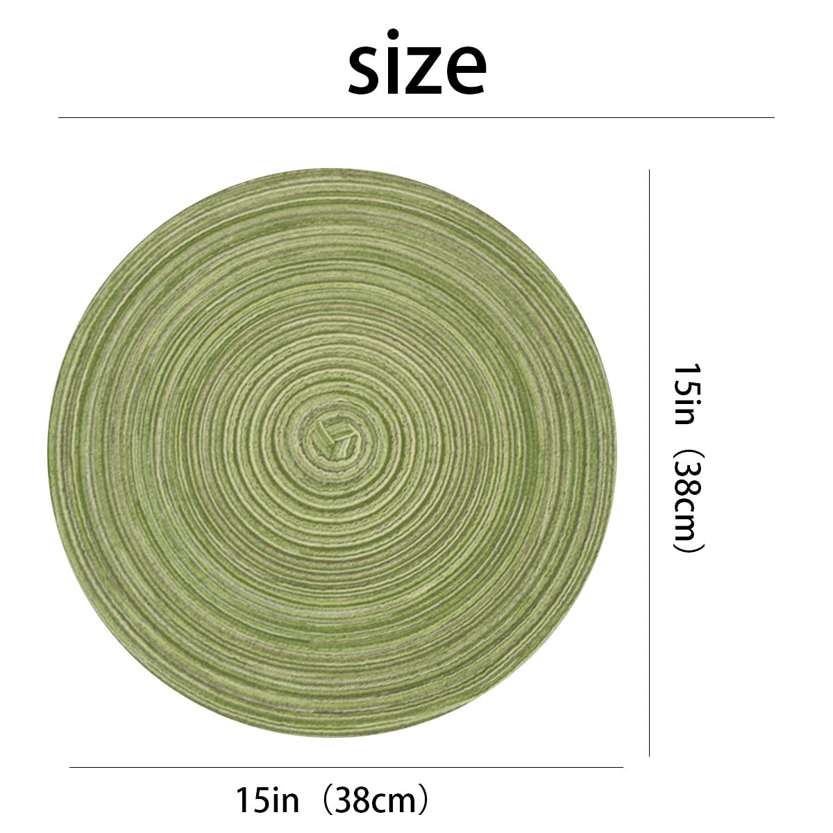Round Braided Cotton Placemats Set of 4 - 15 Inch Decorative Table Mats for Dining, Kitchen, Wedding & Party Decor (Green) - Perfect for Home Entertaining and Special Occasions