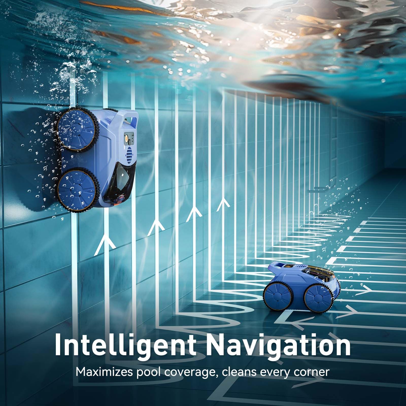 Seauto Automatic Pool Vacuum Cleaner - Robotic Pool Cleaner for Above Ground & Inground Pools, Covers 2100 Sq.ft, 180 Mins Runtime, Wall & Floor Cleaning with Auto Mode - Perfect for Backyard, Inground & Above Ground Pool Maintenance