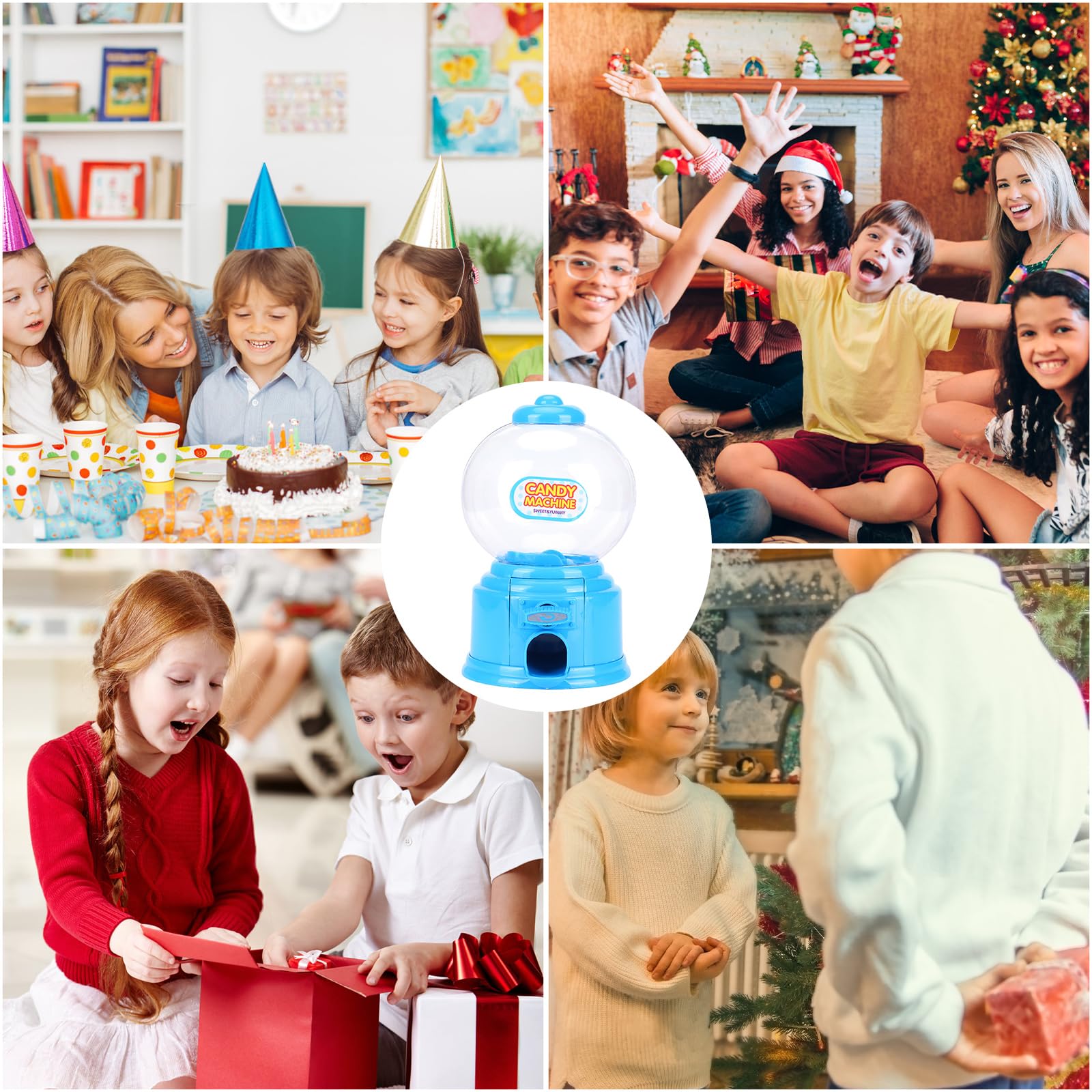 Mumisuto Mini Candy Vending Machine - Sweet Dispenser & Money Deposit Box for Kids | Fun Gumball Machine for Home, Parties & Classroom Rewards (Blue)