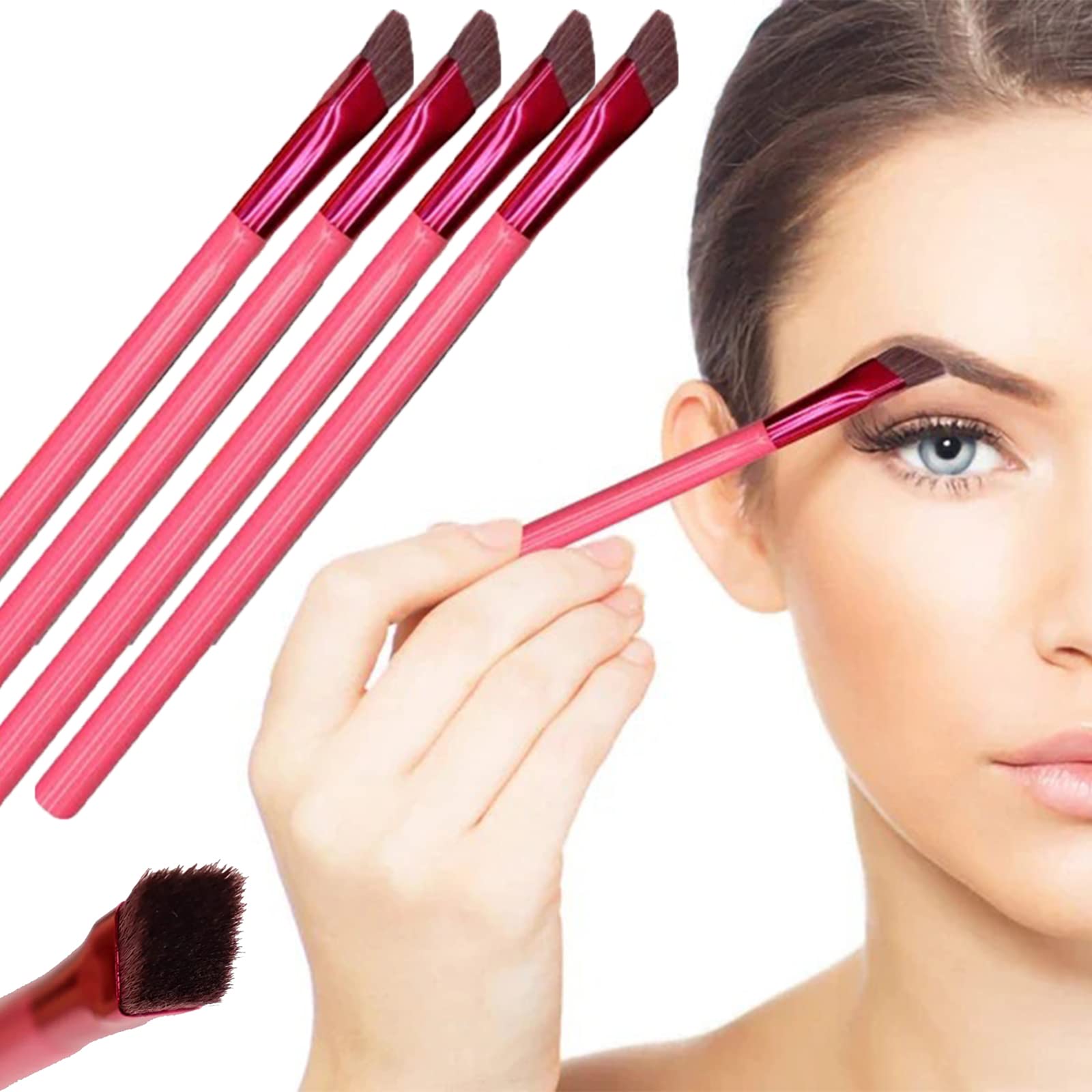 Gardenpurejoy 4D Eyebrow Brush Set - Ultra Thin Stroking Brow Brush & Concealer Contour Brush (4PCS) - Perfect for Eyebrow Shaping, Microblading & Makeup Application