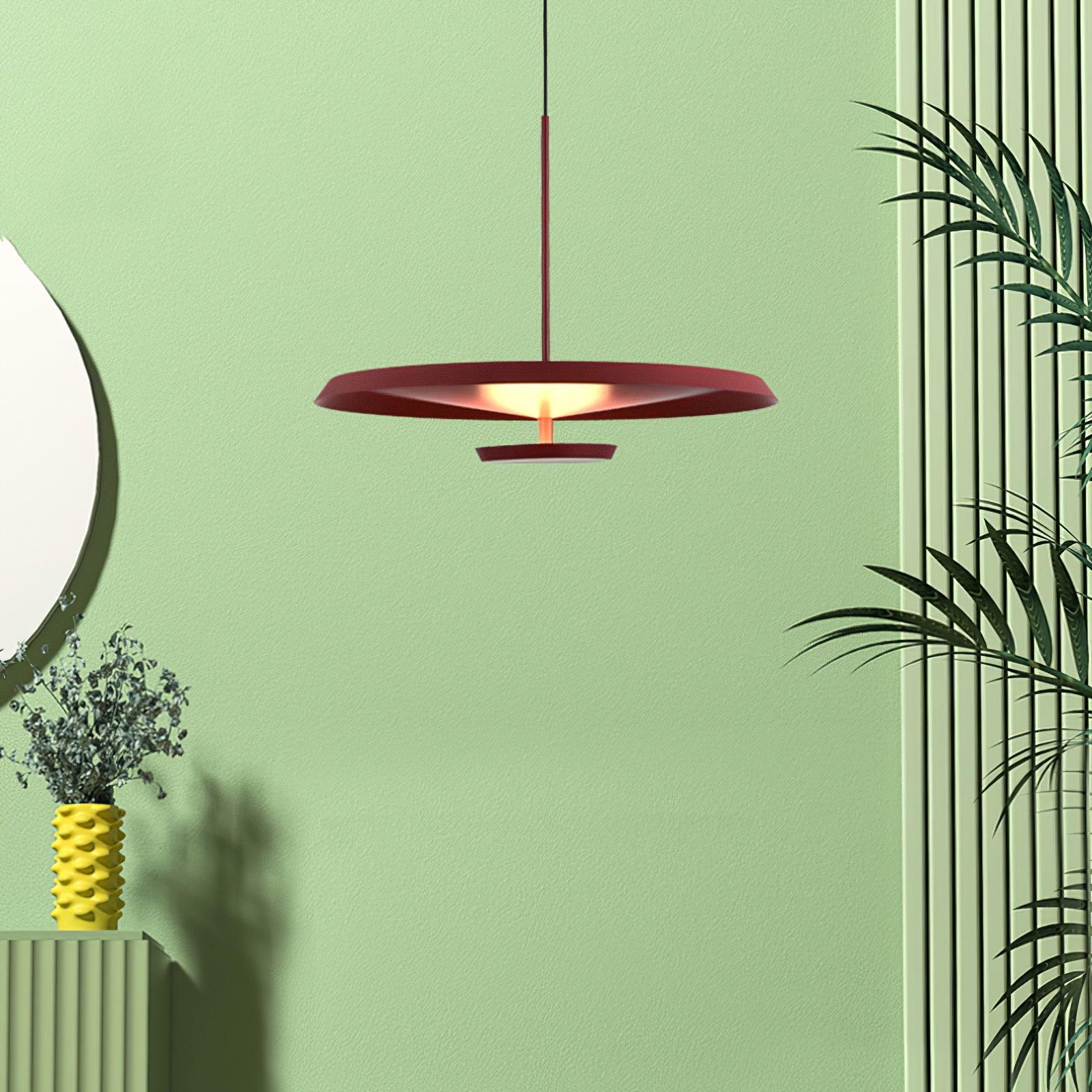 Modern Flat Pendant Light Fixture - Sleek Minimalist Ceiling Lamp for Kitchen Island, Dining Room & Bedroom Lighting - Dimmable LED Hanging Light with Adjustable Cord