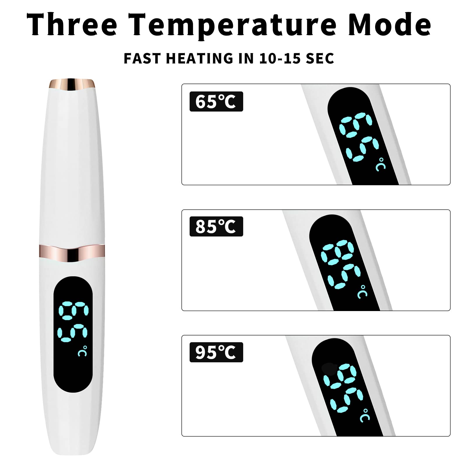 Electric Heated Eyelash Curler with Comb - 3 Temperature Settings for Natural Curl & Long-Lasting Lashes | Professional Makeup Tool for Women (White) | Perfect for Daily Makeup, Special Occasions & Travel