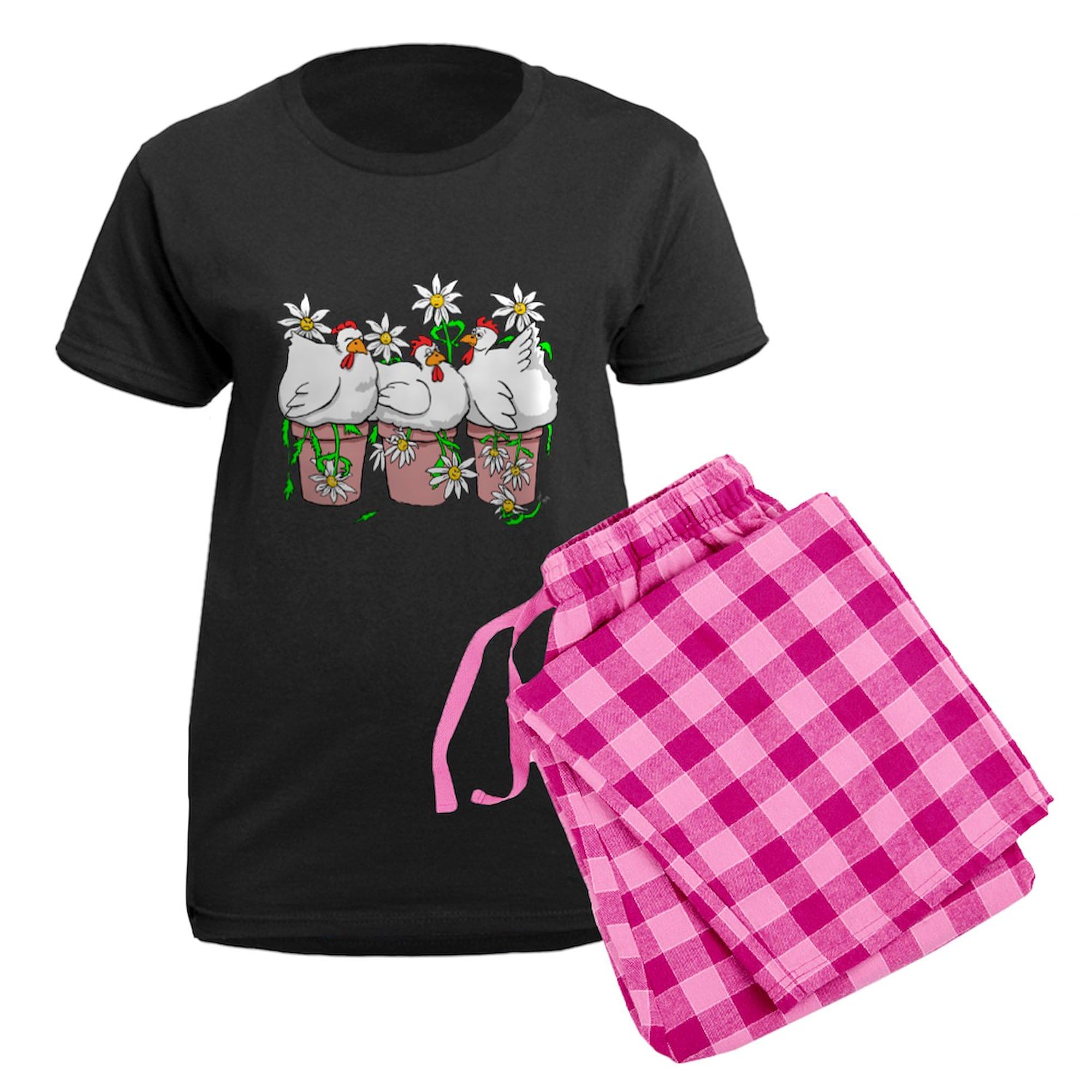 Women's Dark Pajama Set - Funny 'A Chicken In Every Pot' Novelty Sleepwear | Cozy Cotton PJs for Lounge, Sleep & Relaxation | Cute Gift for Women