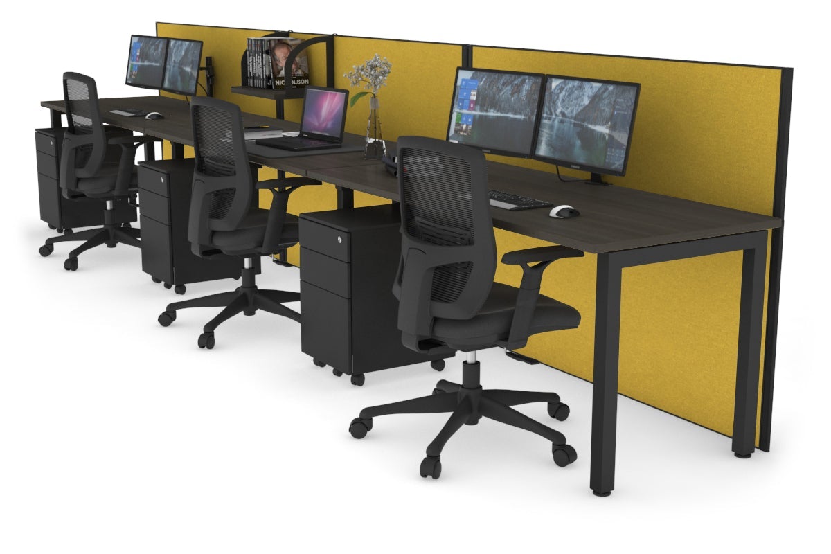 Horizon Quadro 3-Person Office Workstation with Square Legs - 1600L x 700W Dimensions - Perfect for Collaborative Workspaces & Modern Offices