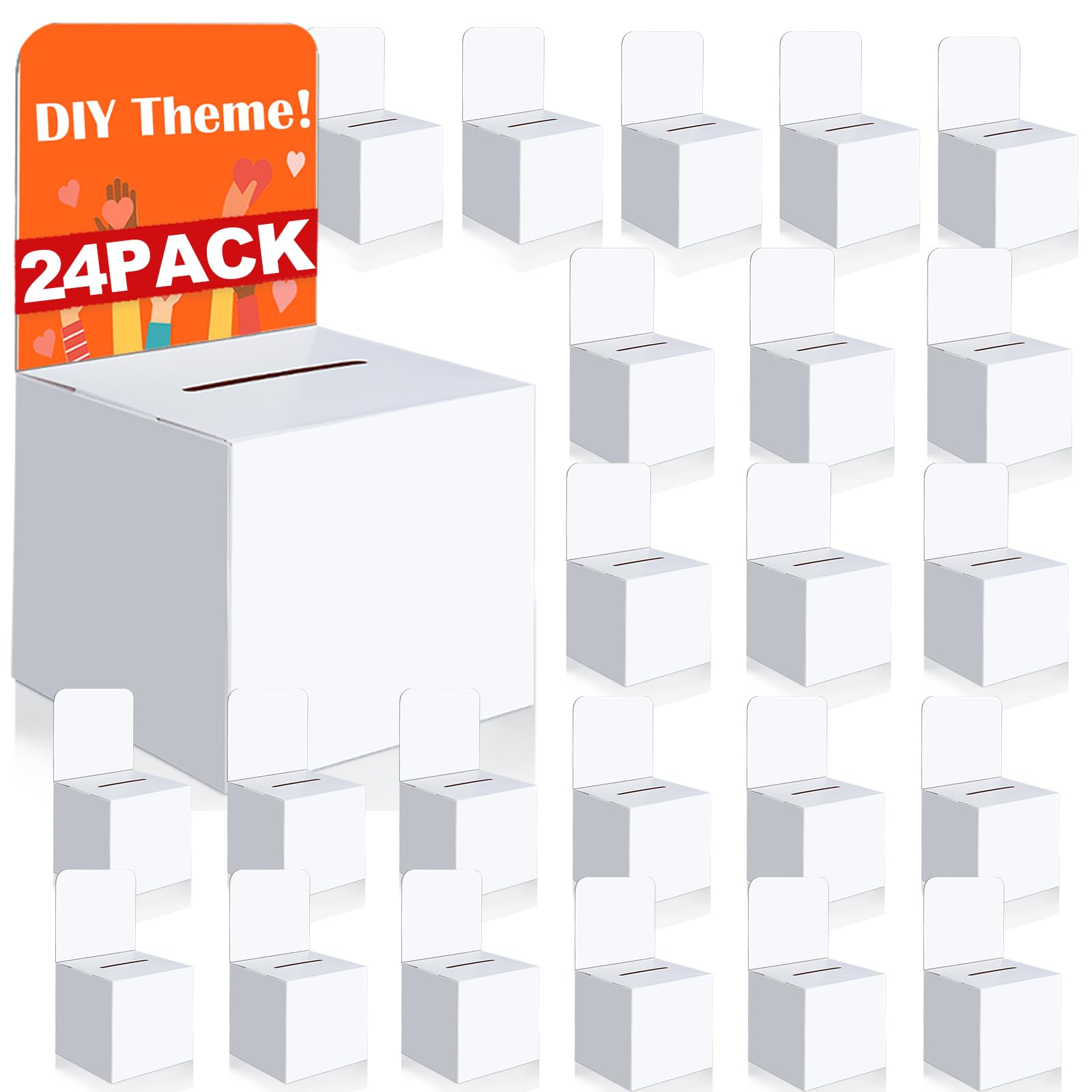 24 Pcs Cardboard Ballot Boxes for Voting, Raffle & Donations - White | Business, Fundraising & Contests