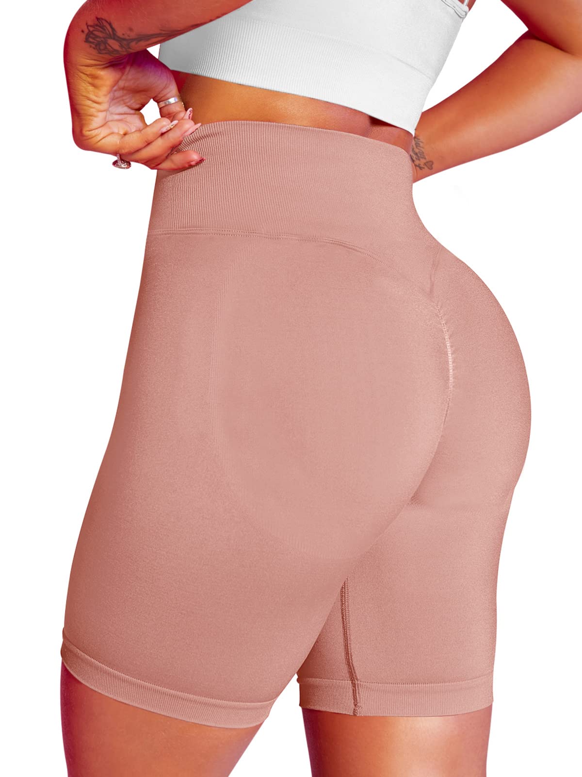 LASLULU Women's High Waist Seamless Workout Shorts 5
