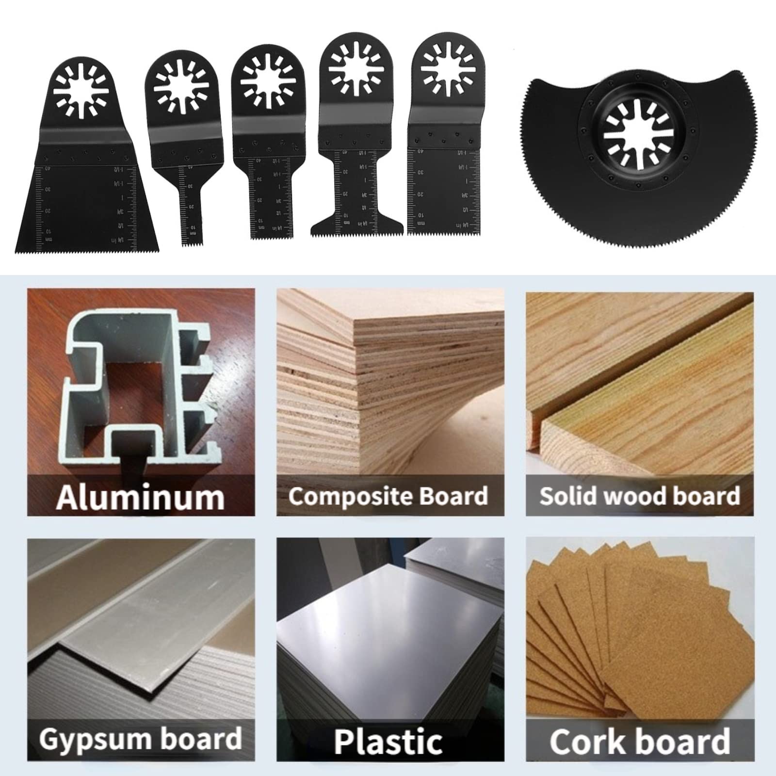 6Pcs High Carbon Steel Oscillating Saw Blades for Wood, Plastic & Metal Cutting - Power Tool Accessories