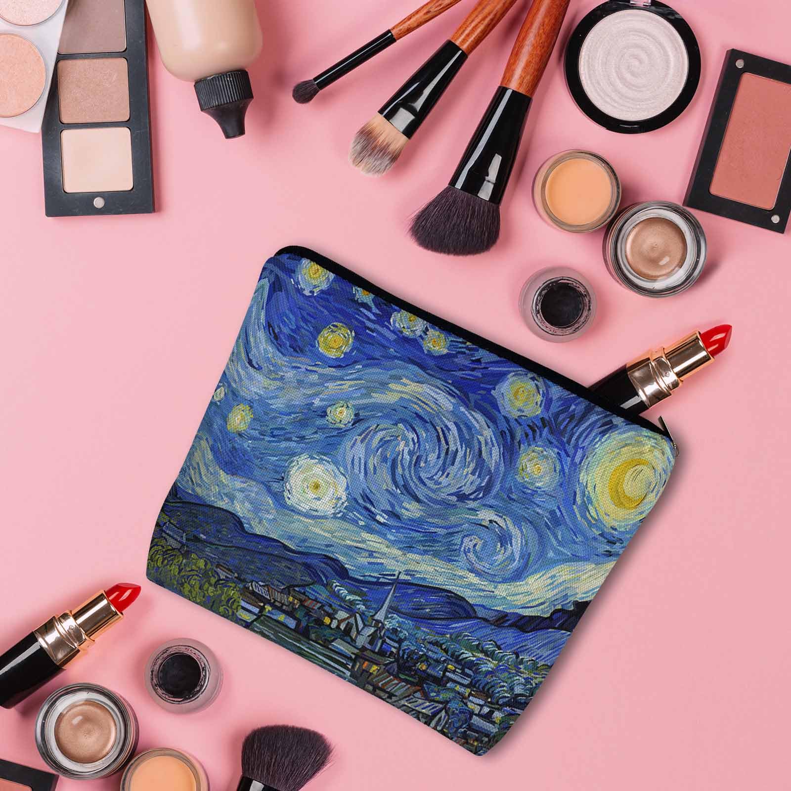 Starry Night Van Gogh Cosmetic Bag for Women - Large Galaxy Makeup Pouch, Waterproof Toiletry Organizer for Travel, Gym, Camping & Bathroom Storage | Perfect Gift for Artists & Makeup Lovers
