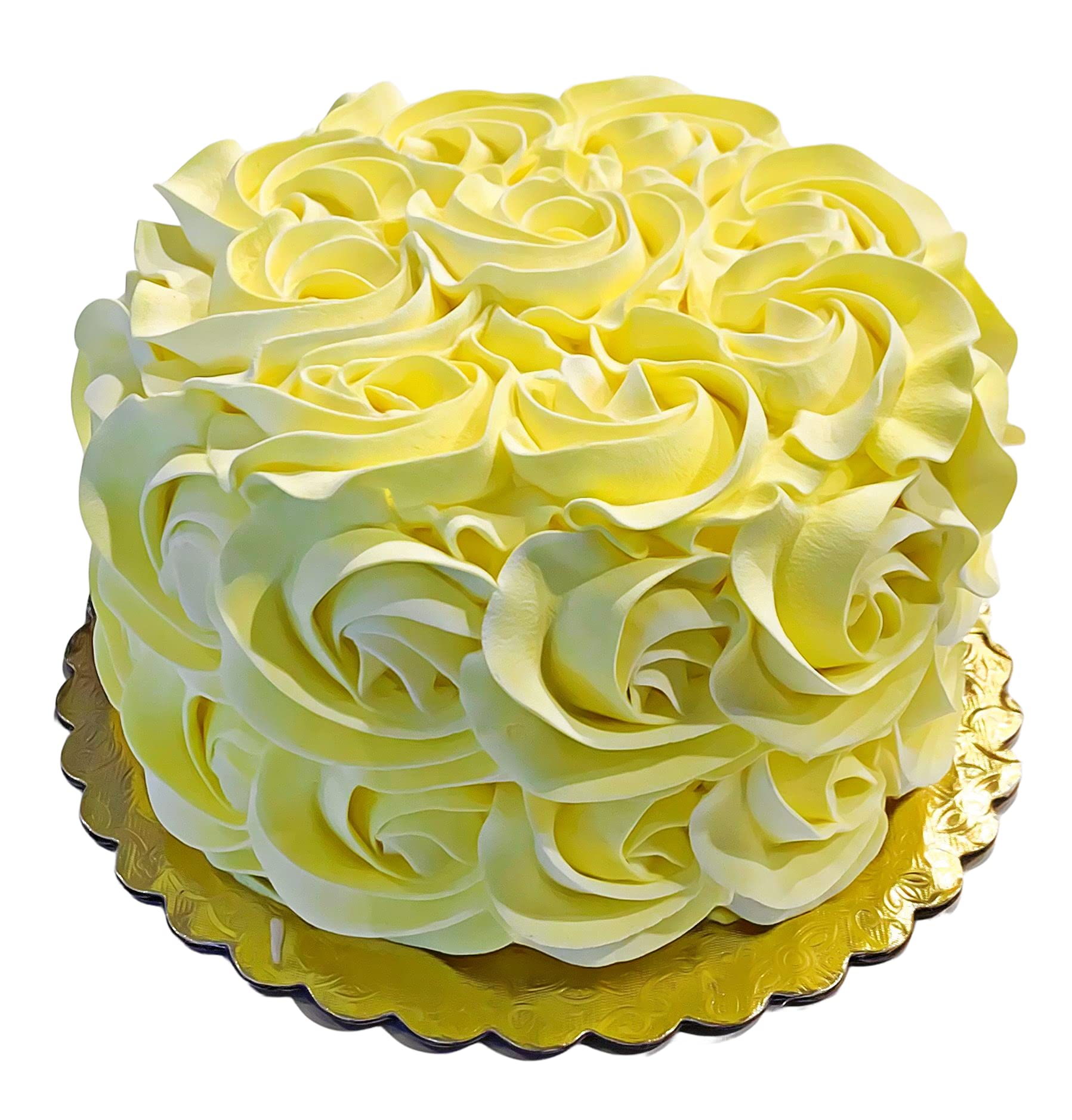 Dezicakes Handmade Fake Cake - Yellow Rosette Artificial Cake for Wedding, Birthday & Party Decorations | Realistic Fake Cake for Display & Photography