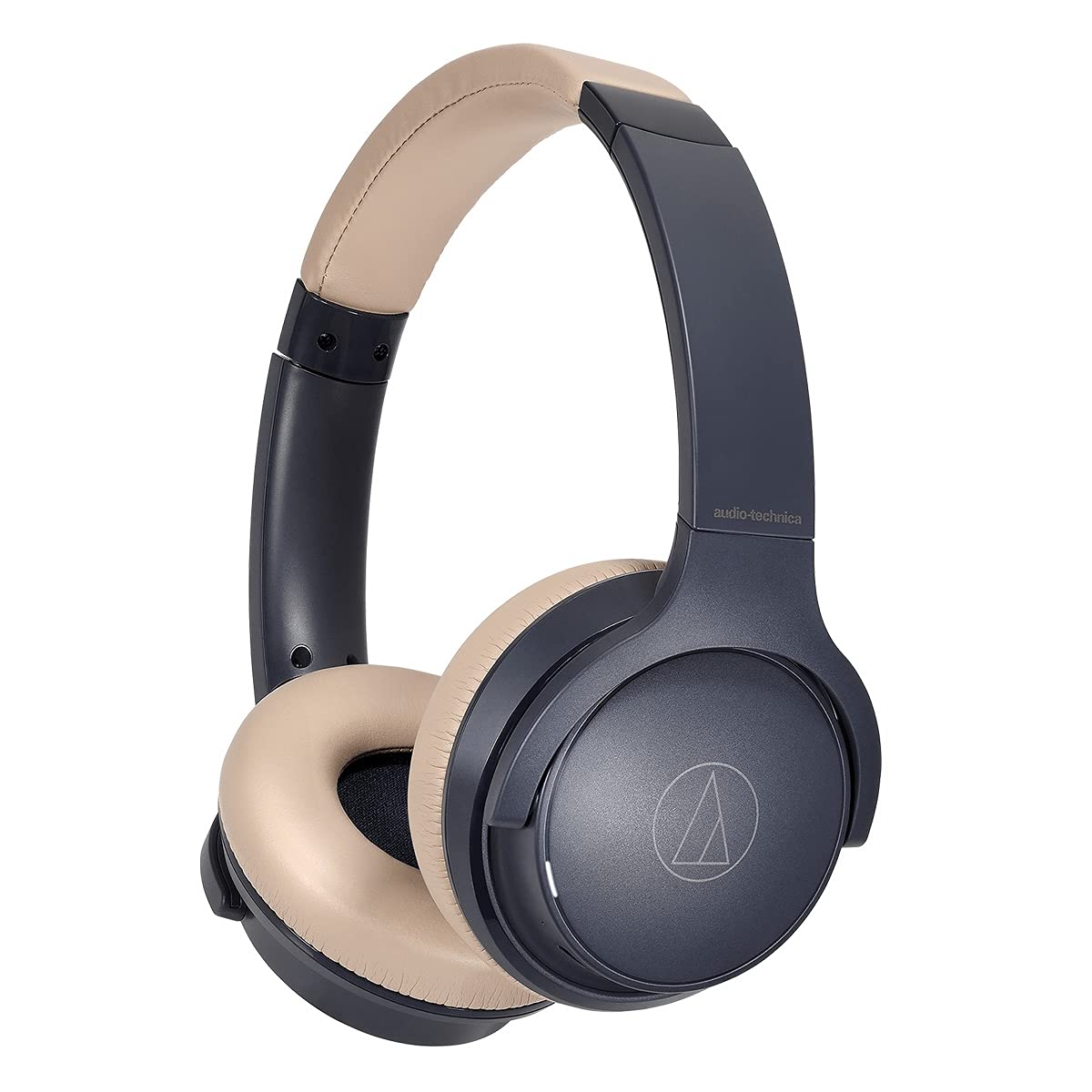 Audio-Technica ATH-S220BTNBG Wireless On-Ear Headphones with Bluetooth - Navy/Beige Color - Lightweight & Comfortable for Commuting, Travel, and Office Use
