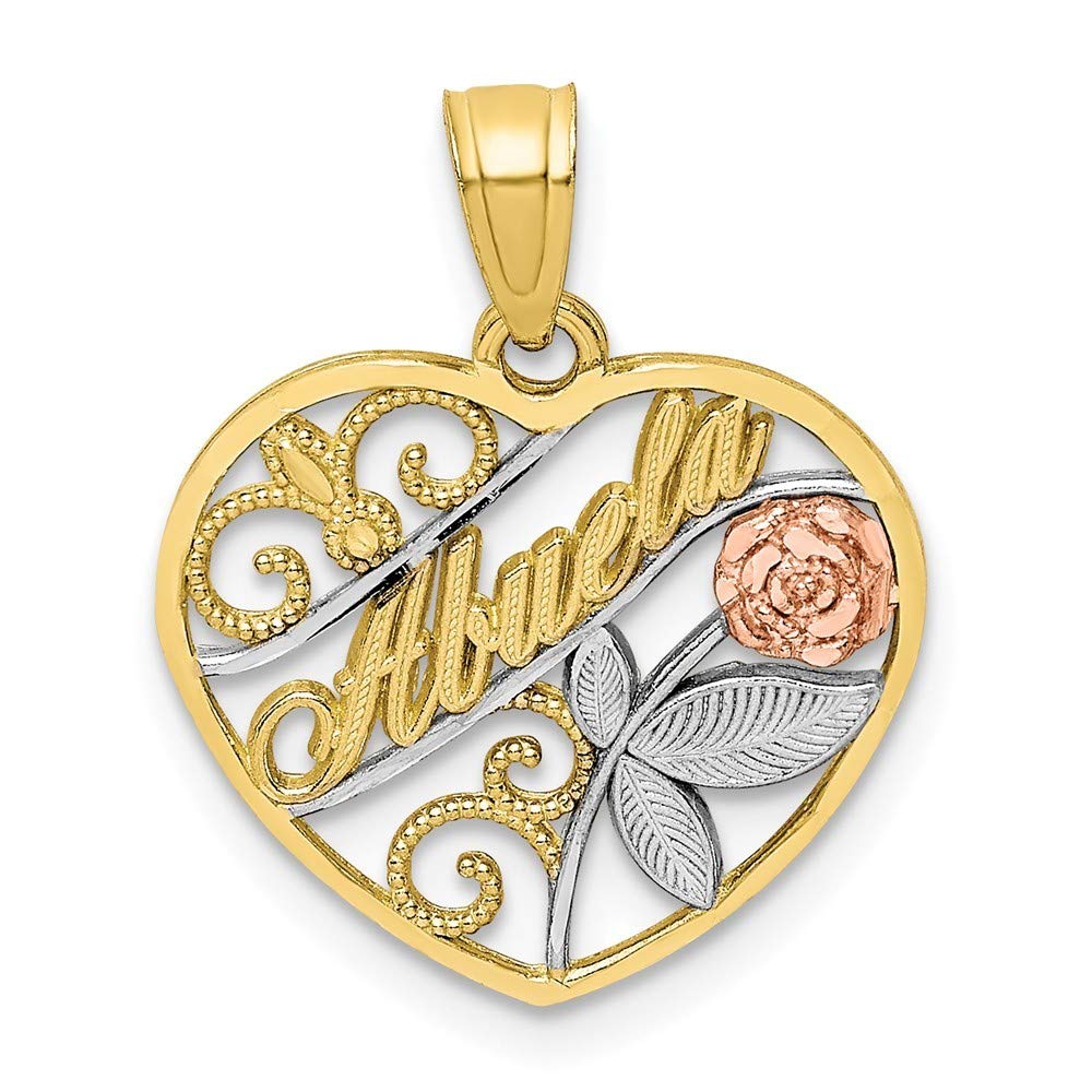 10K Two-Tone White Rhodium Abuela Pendant Necklace for Women - Elegant Jewelry Gift for Mother's Day, Birthday & Special Occasions