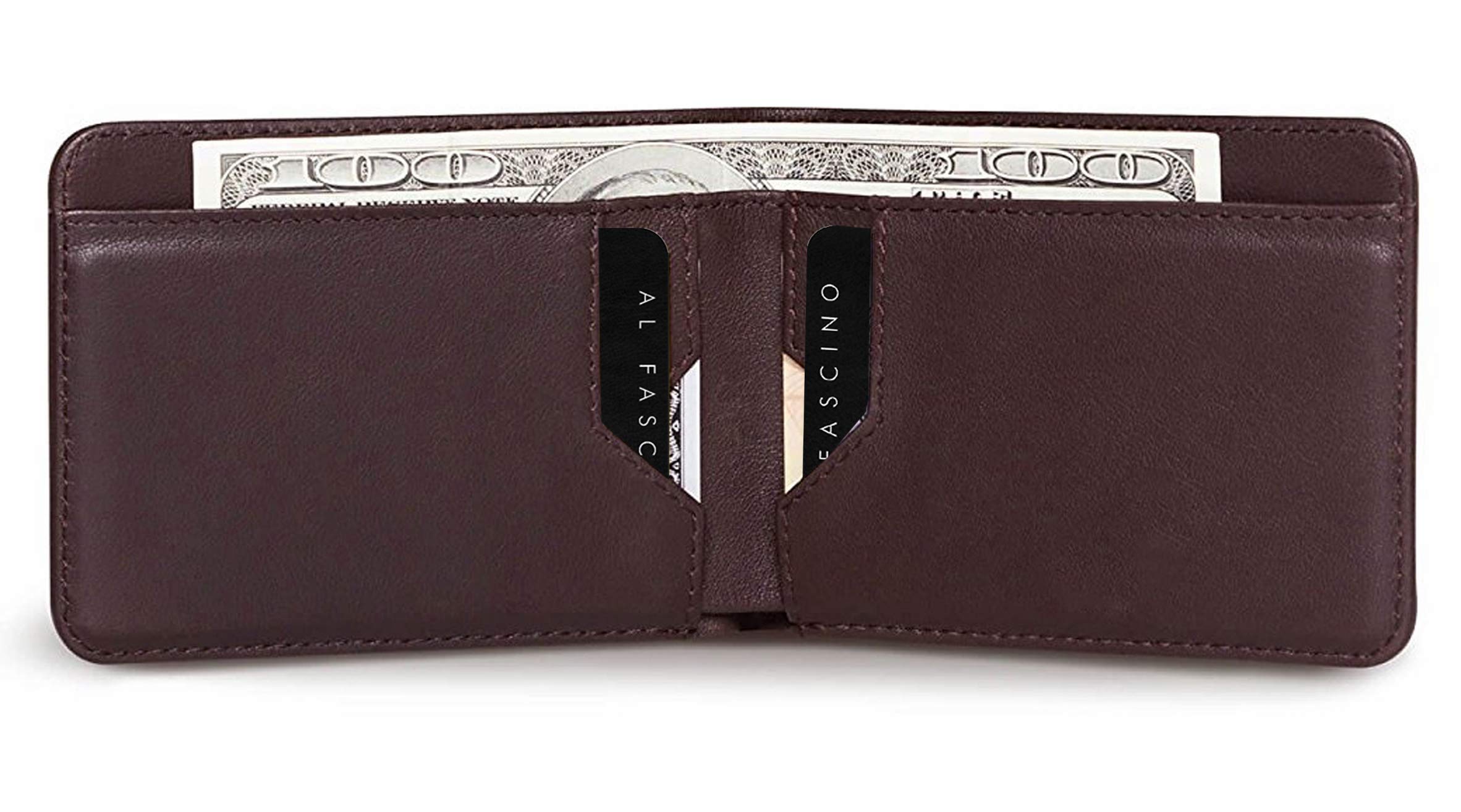 AL FASCINO Slim RFID Leather Wallet for Men - Stylish & Compact Minimalist Wallet with Card Slots & Money Clip - Perfect for Travel, Business & Everyday Use