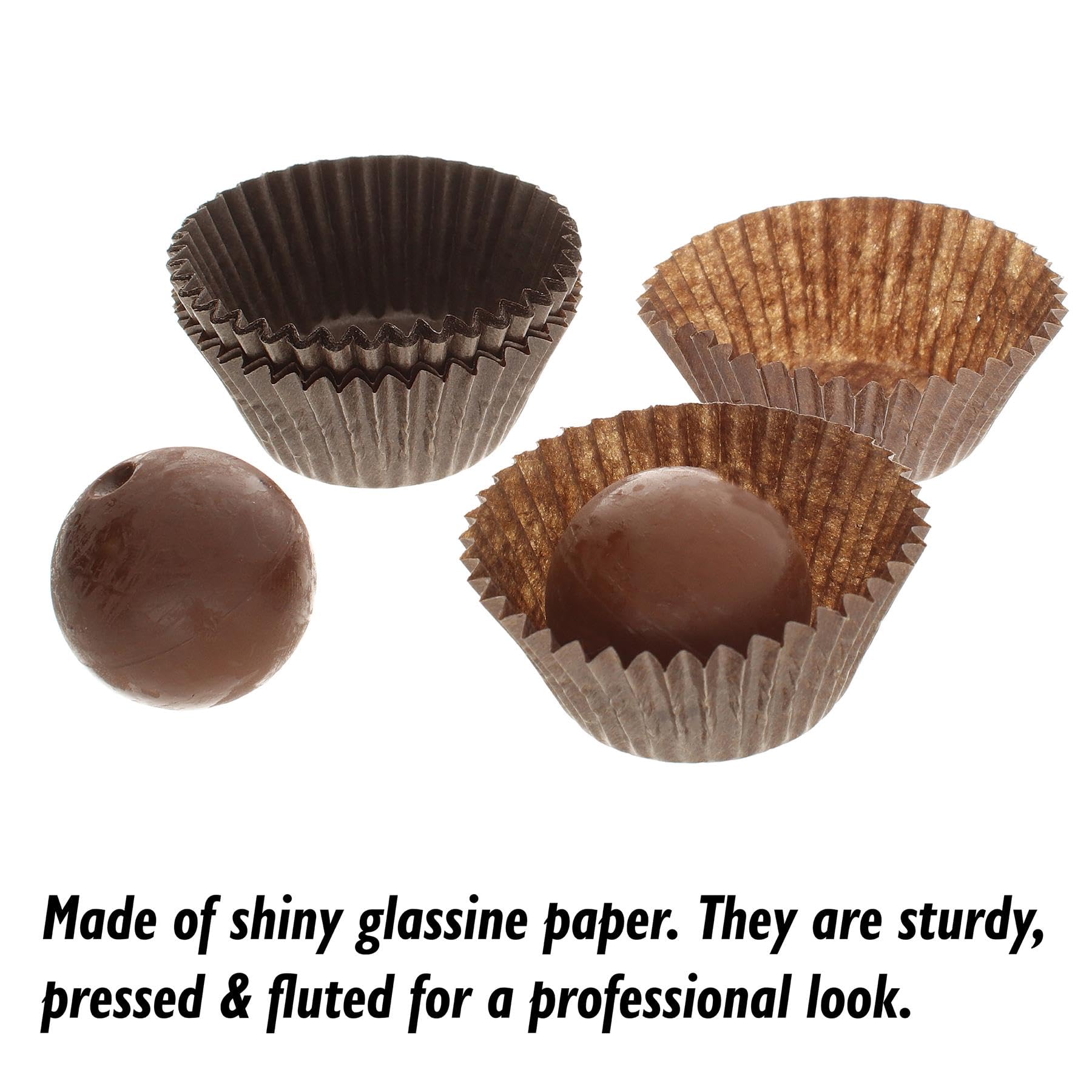 Cybrtrayd 1000-Pack No.6 Brown Glassine Candy Cups - Perfect for Chocolate, Candy, Baking & Party Favors