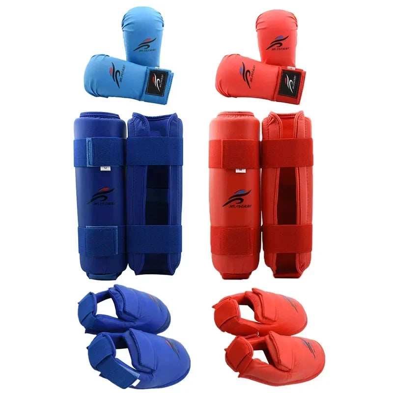 Taekwondo Karate Boxing Shin Guards & Hand Foot Protector Set - Premium Sparring Gear for Martial Arts Training & Competition