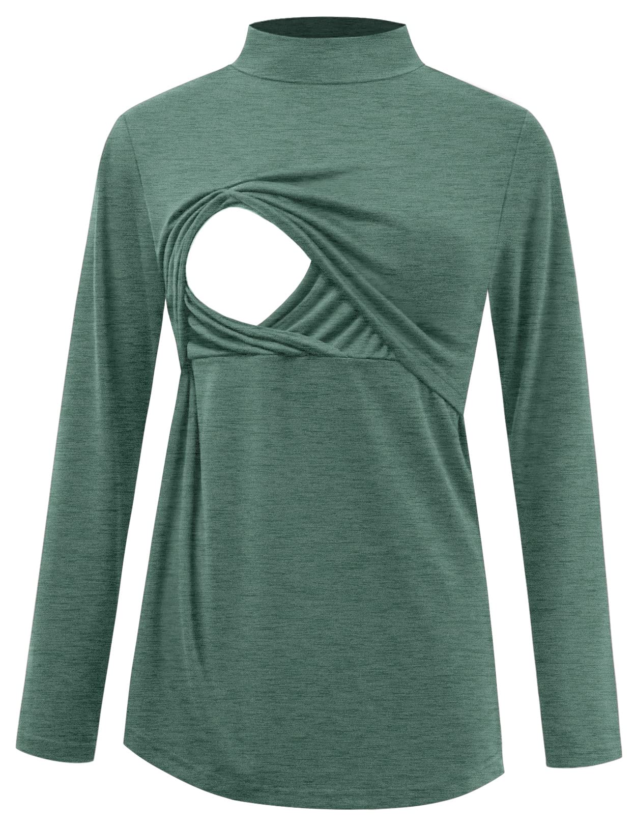 GINKANA Maternity Nursing Top - Long Sleeve Mock Neck Breastfeeding Shirt for Nursing Mothers - Comfortable Double Layer Nursing Clothes for Pregnancy & Postpartum - Perfect for Work, Outings and Everyday Wear