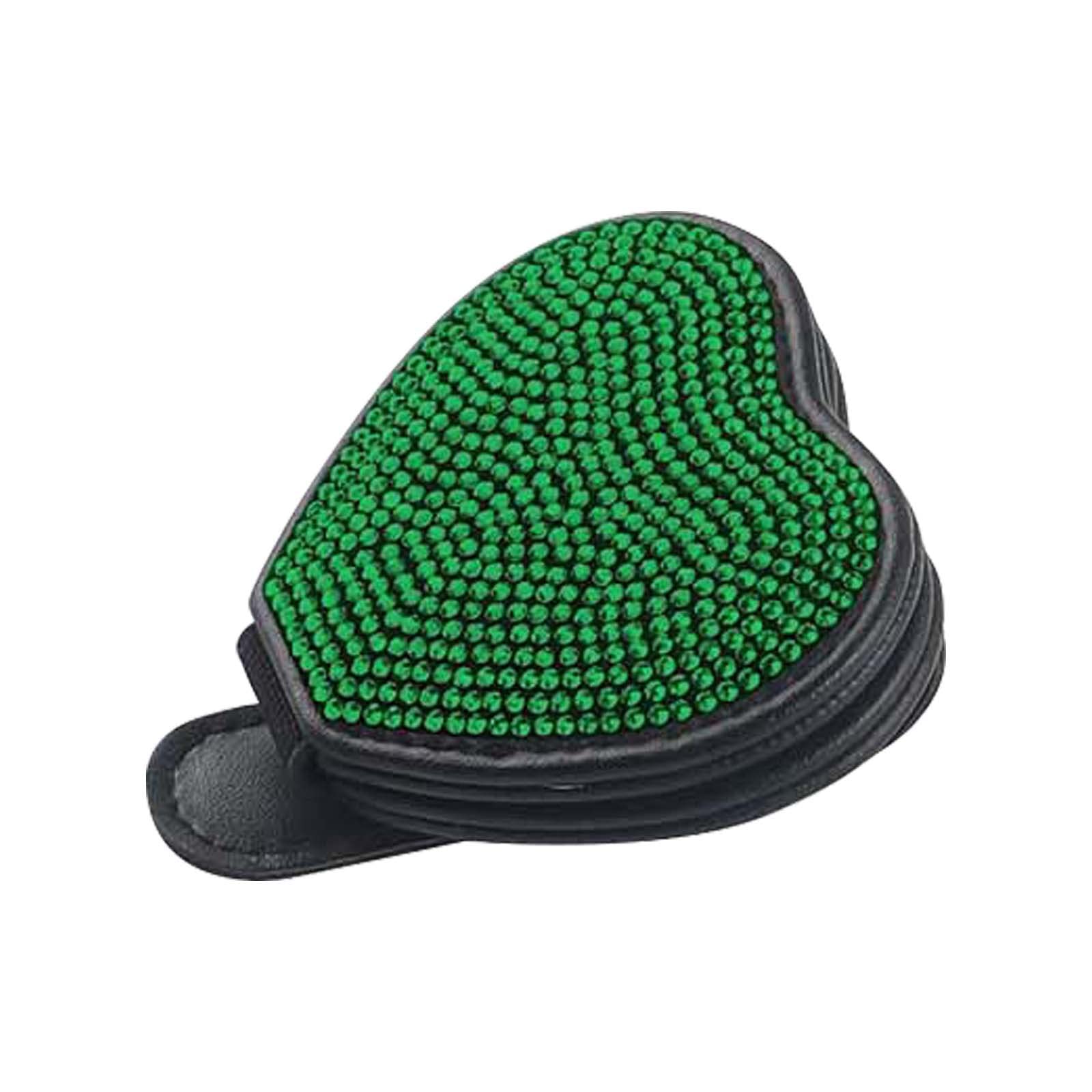 Premium Diamond Car Sunglasses Holder - Strong Sun Visor Clip for Glasses & Cards - LED Neon Car Accessories (Green, One Size) - Perfect for Driving, Travel & Night Visibility