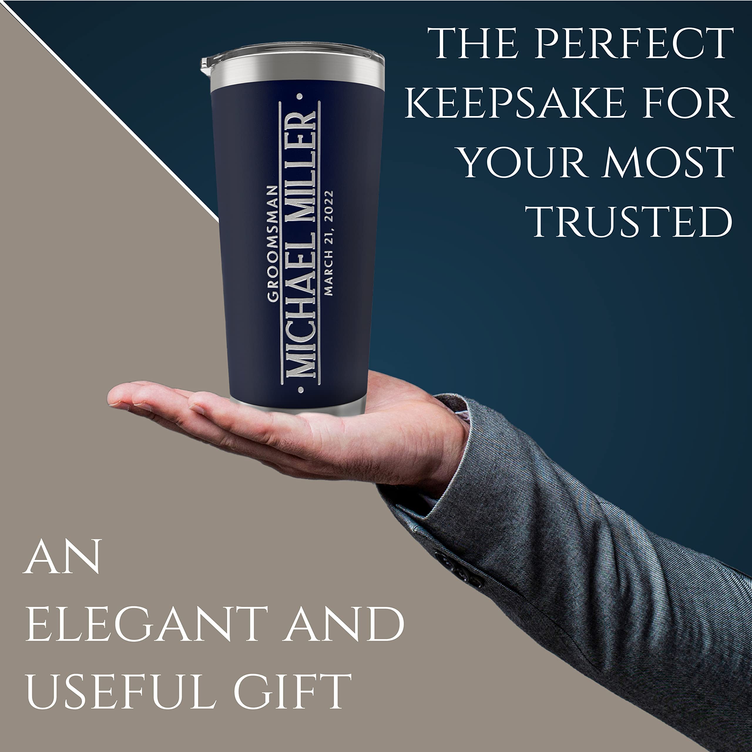 Personalized Stainless Steel Tumblers for Groomsmen - Set of 6 Engraved Cups with Custom Names & Titles, 20oz/30oz Double Wall Insulated, 3 Color Options - Perfect for Wedding Party Gifts, Bachelor Parties & Bridal Showers