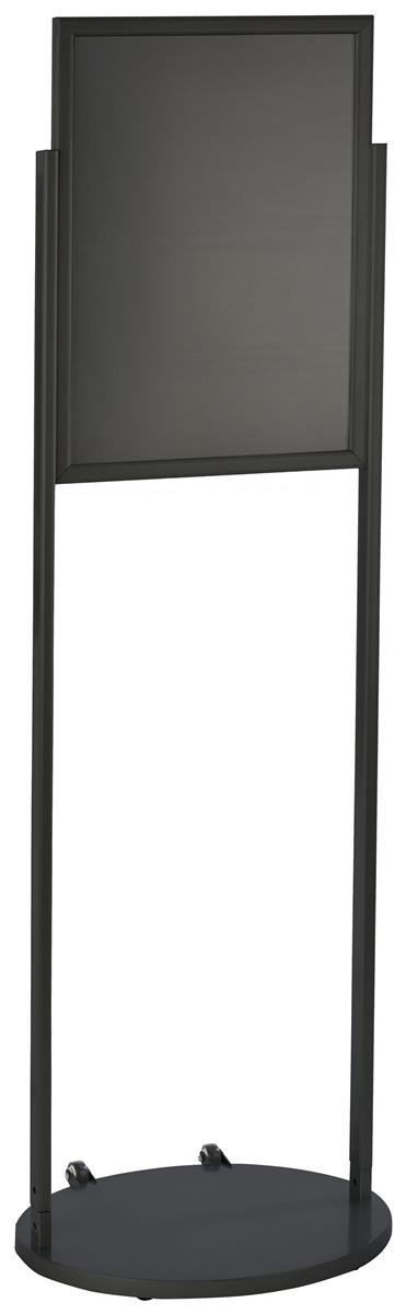 Double Sided 18x24 Inch Poster Stand with Wheels - Black Aluminum Store Sign Holder for Retail Displays, Trade Shows & Events