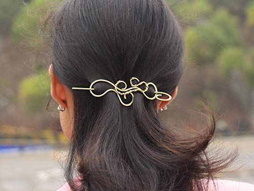 Hammered Hair Clip Barrette with Hair Stick - Unique Hair Accessories for Women | Perfect for Weddings, Parties & Everyday Styling