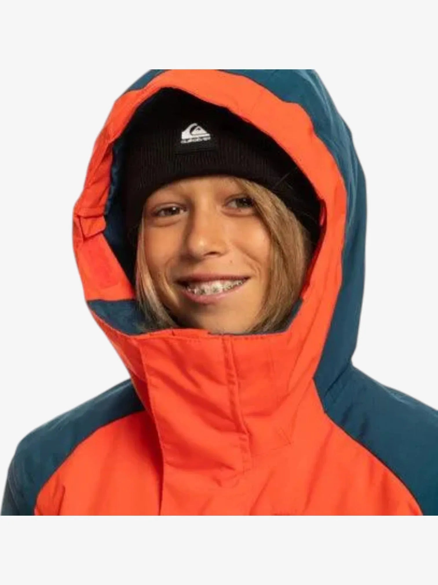 Quiksilver Snow Mission Block Kids' Snow Jacket - Waterproof & Warm Winter Coat for Boys & Girls - Orange & Blue Ski Jacket for Outdoor Snowboarding & Winter Sports