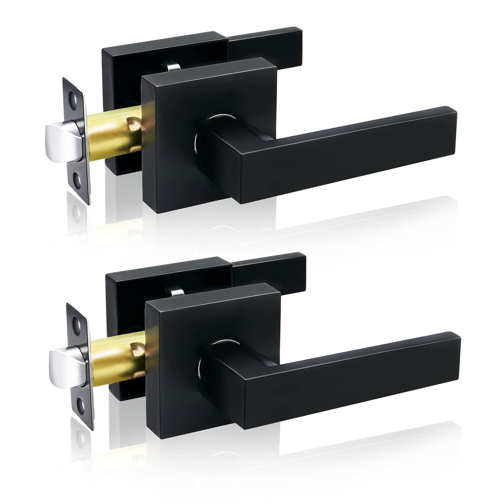 Matte Black Passage Door Handles 2-Pack - Reversible Left & Right Hand Interior Door Knobs for Closet & Bedroom - Durable & Stylish Home Hardware Upgrade