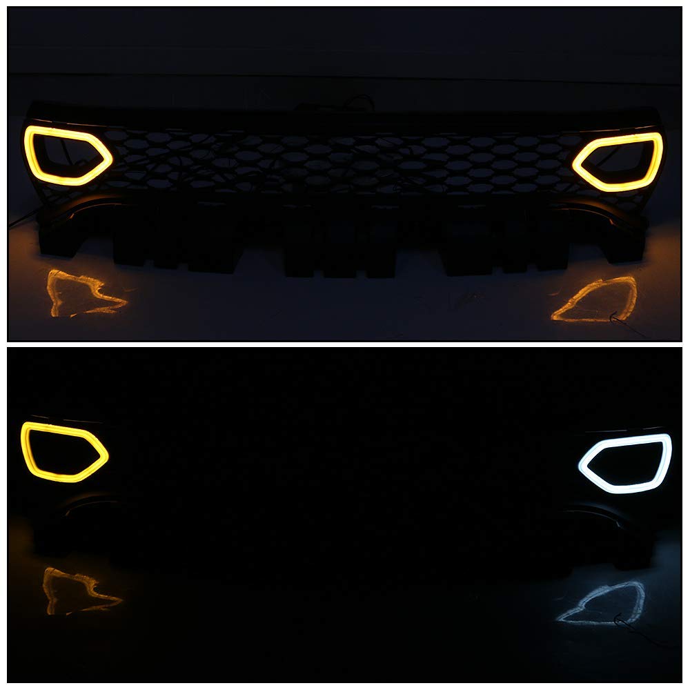 IKON MOTORSPORTS Upper & Lower Grilles with LED Lights for 2015-2023 Dodge Charger | SRT Style Front Grille with Air Ducts | Perfect for Car Enthusiasts & Custom Upgrades (2015-2023 Models)