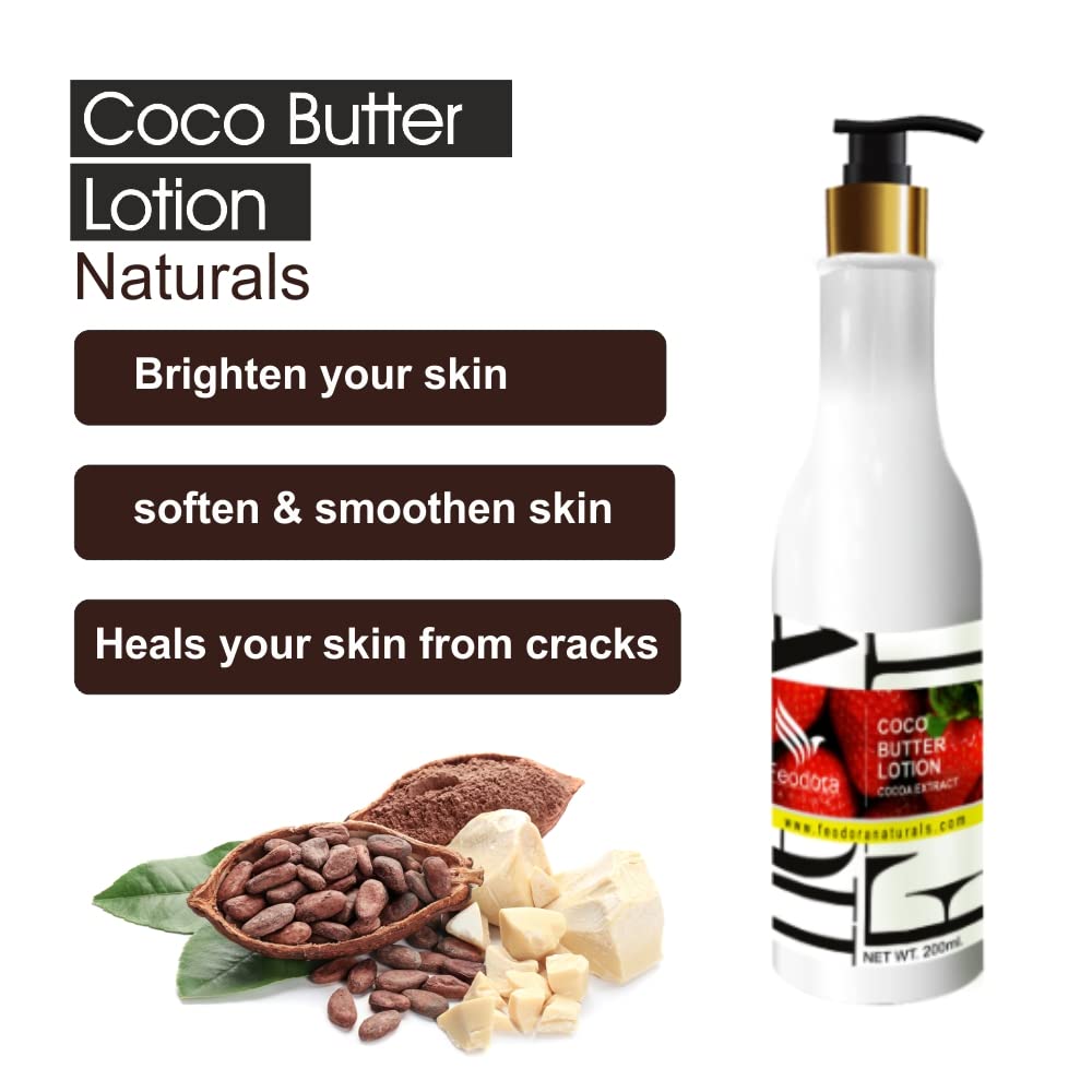 Feodora Coco Butter Lotion for Dry Skin - Ultra Hydrating Body Moisturizer with Natural Cocoa Butter - Perfect for Daily Use, After Shower & Winter Care