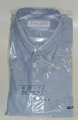 Van Heusen Men's Light Blue Dress Shirt Size 17 34/35 - Slim Fit Formal Shirt for Business & Office Wear