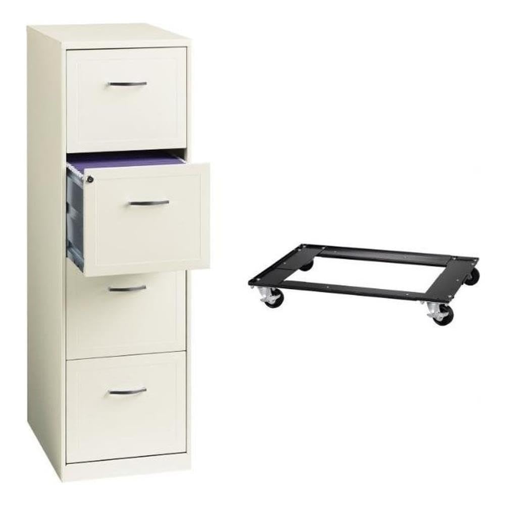 Hirsh Industries 4-Drawer Vertical File Cabinet with Wheels - Heavy Duty Commercial Mobile Storage Cabinet for Office, Home, or School Organization