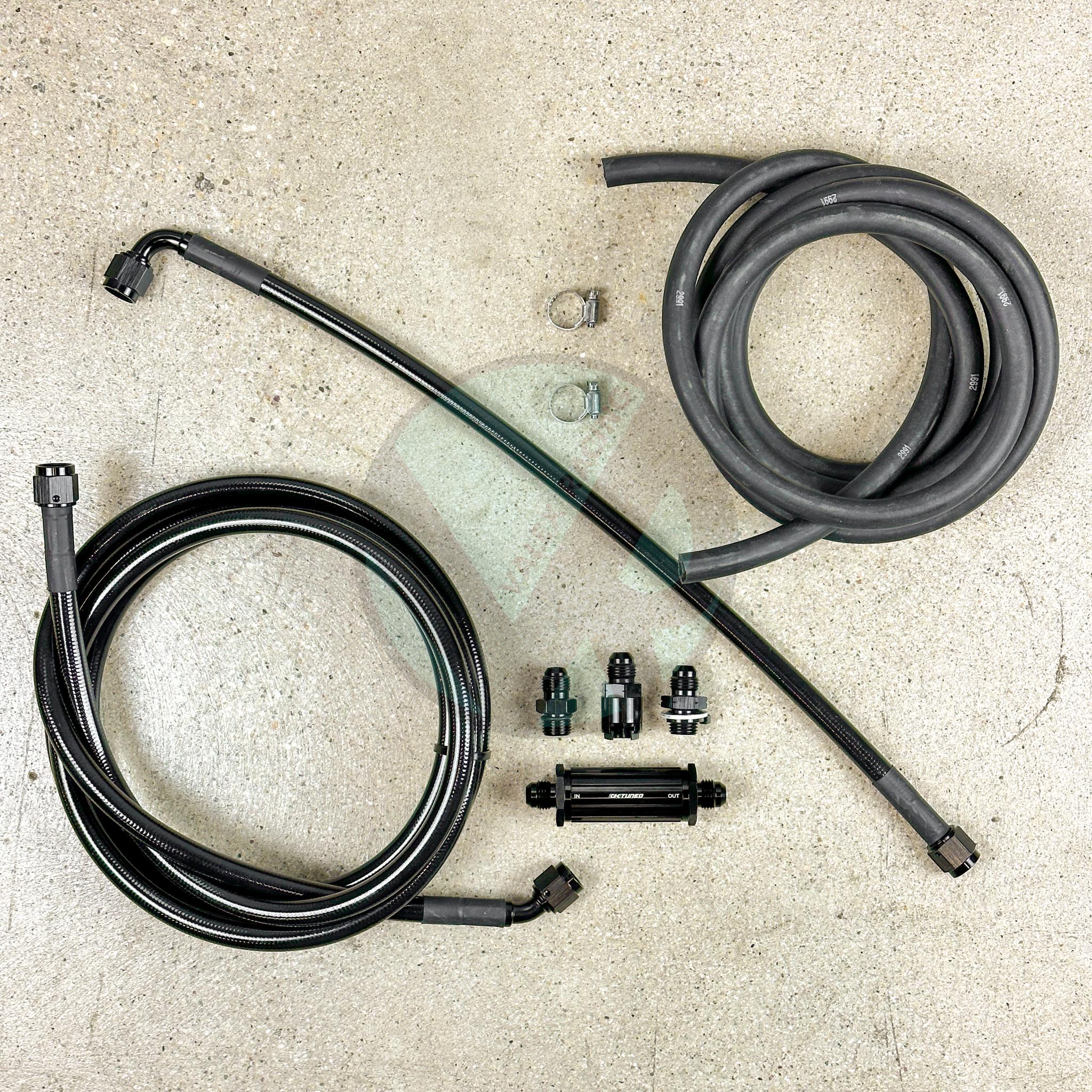 96-00 Honda Civic EK Hatchback Stainless Steel Complete Fuel Line System with K-Tuned Filter (6 Black) - Performance Upgrade for Street Racing & Engine Tuning