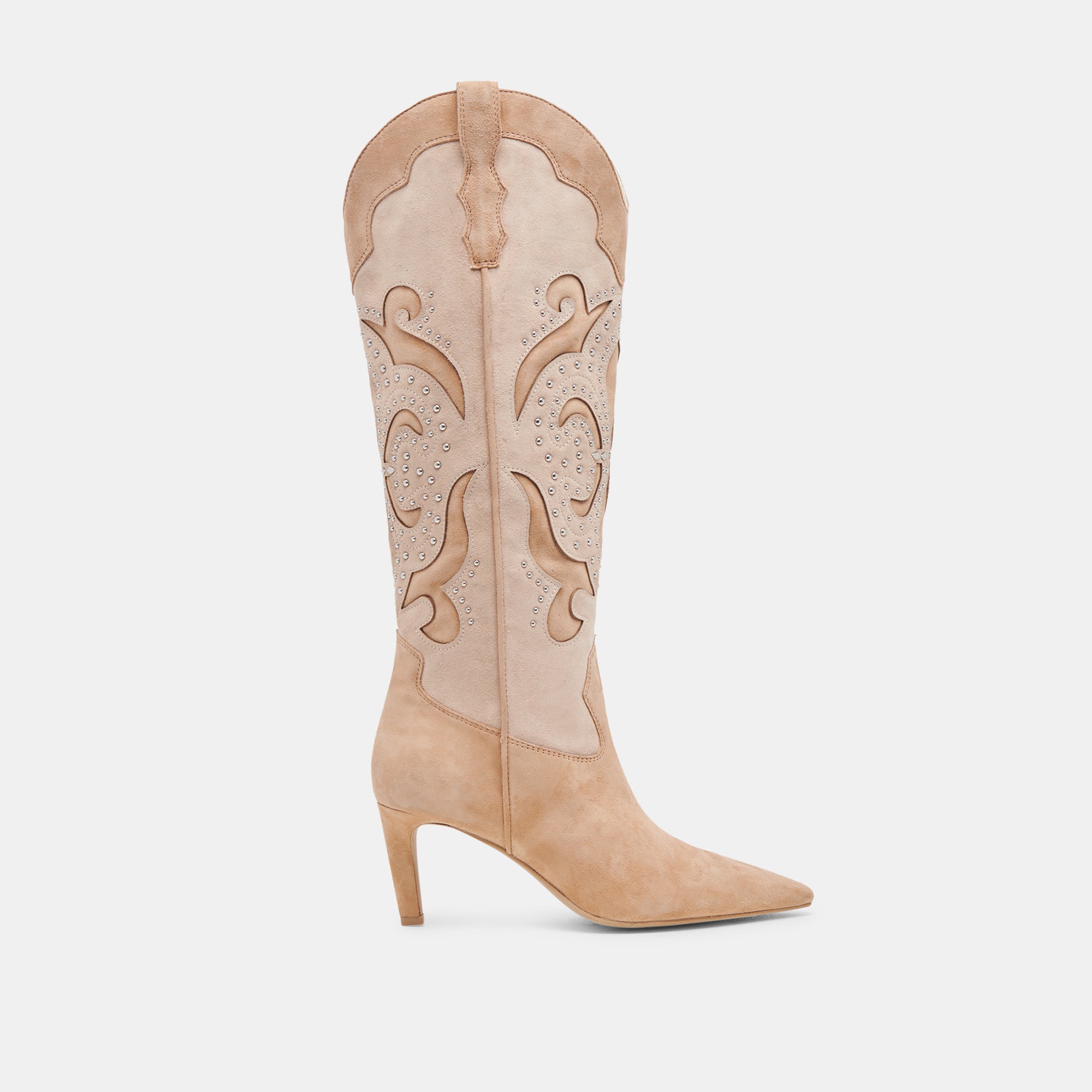 Finley Stud Boots for Women - Camel Suede Ankle Boots with Metal Studs | Stylish Fall & Winter Fashion Footwear for Casual Outfits, Date Nights & Office Wear
