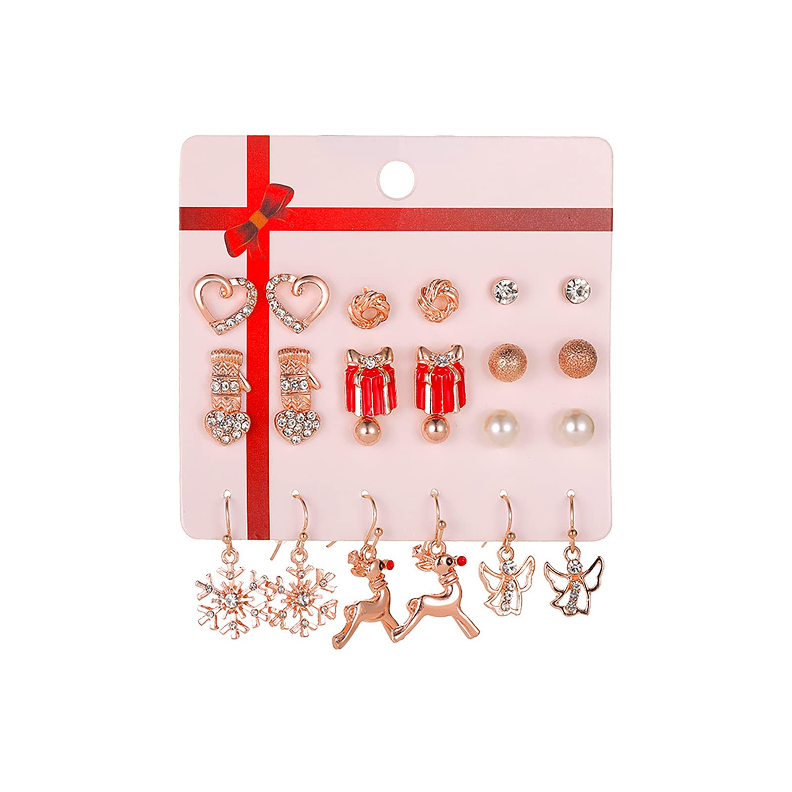 Festive Christmas Stud Earrings for Women & Girls - 12 Pack Cute Holiday Jewelry Set, Hypoallergenic Gift for Teens & Kids | Perfect for Christmas Parties, Gift Exchanges & Holiday Outfits