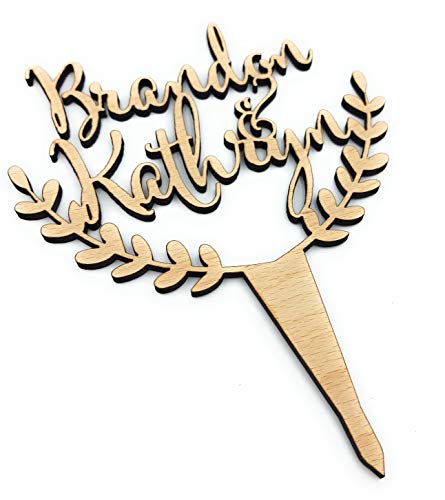 Personalized Wedding Cake Topper - Custom Laser Cut Rustic Design with Names - Perfect for Wedding Cakes, Anniversary Cakes & Special Occasion Desserts
