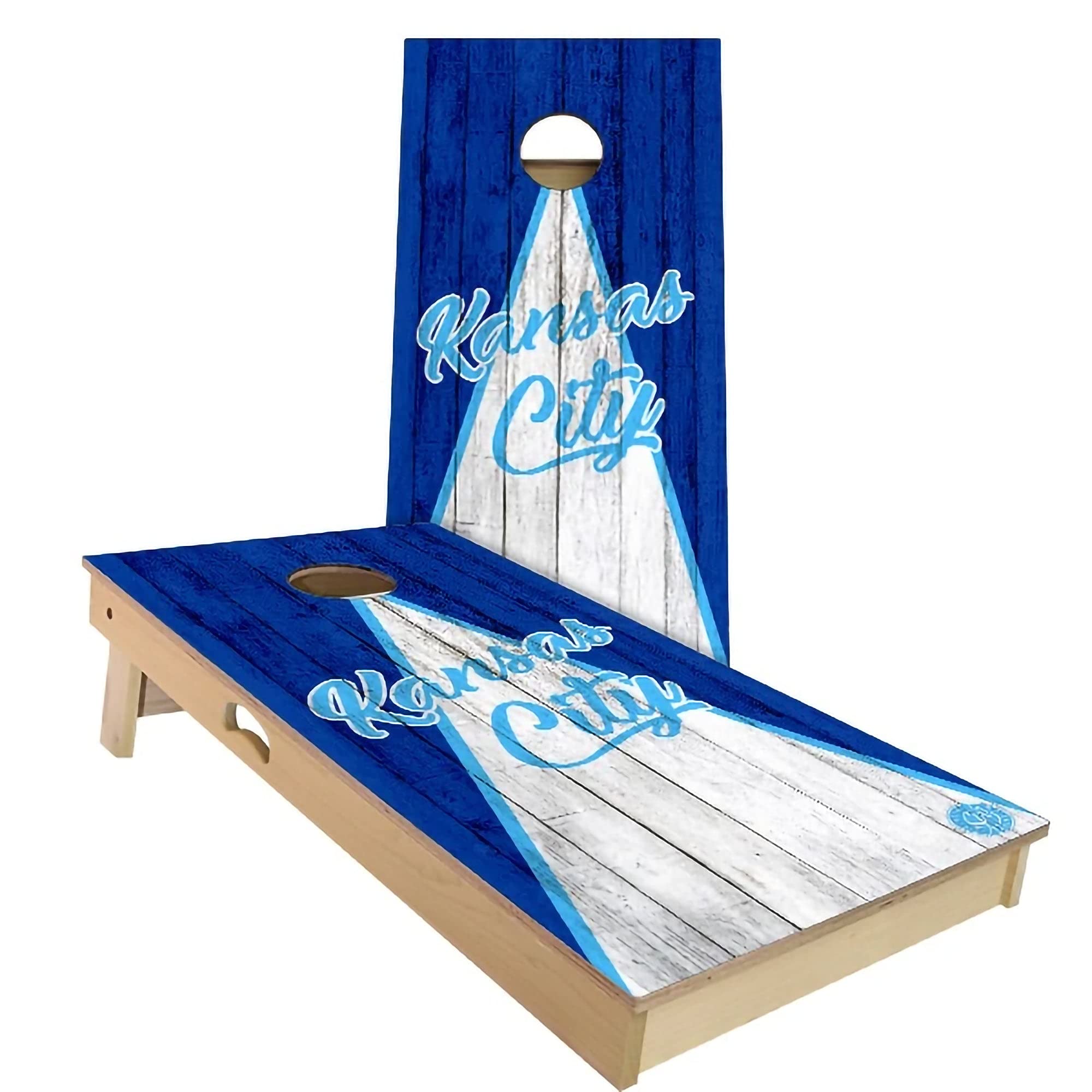 Skip's Garage Kansas City Triangle Themed Cornhole Board Set - Custom Size & Accessories - 2 Boards & 8 Bags Included - Perfect for Tailgating, Backyard BBQs & Game Nights