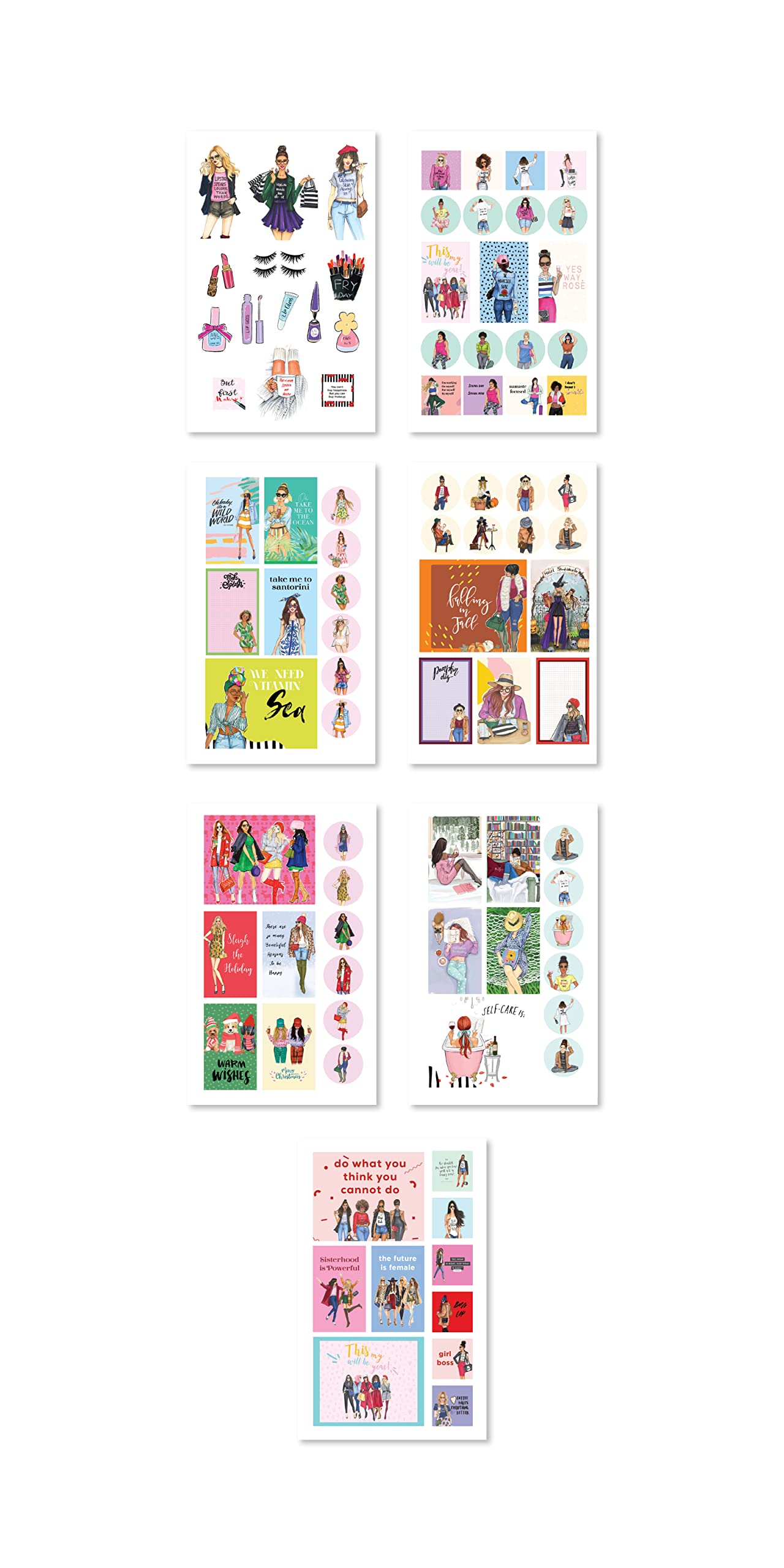 Premium Hand-Drawn Doll Planner Stickers Book - 15-Page Scrapbook Accessories for Journals, Calendars & DIY Projects | Cute Stationery for Girls, Bullet Journaling & School Organization