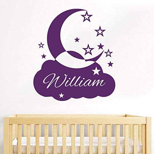 Custom Name Baby Nursery Wall Decal - Personalized Cloud, Moon & Stars Vinyl Stickers for Kids Room, Boys & Girls Bedroom Decor - Perfect for Nursery, Playroom & Home Murals