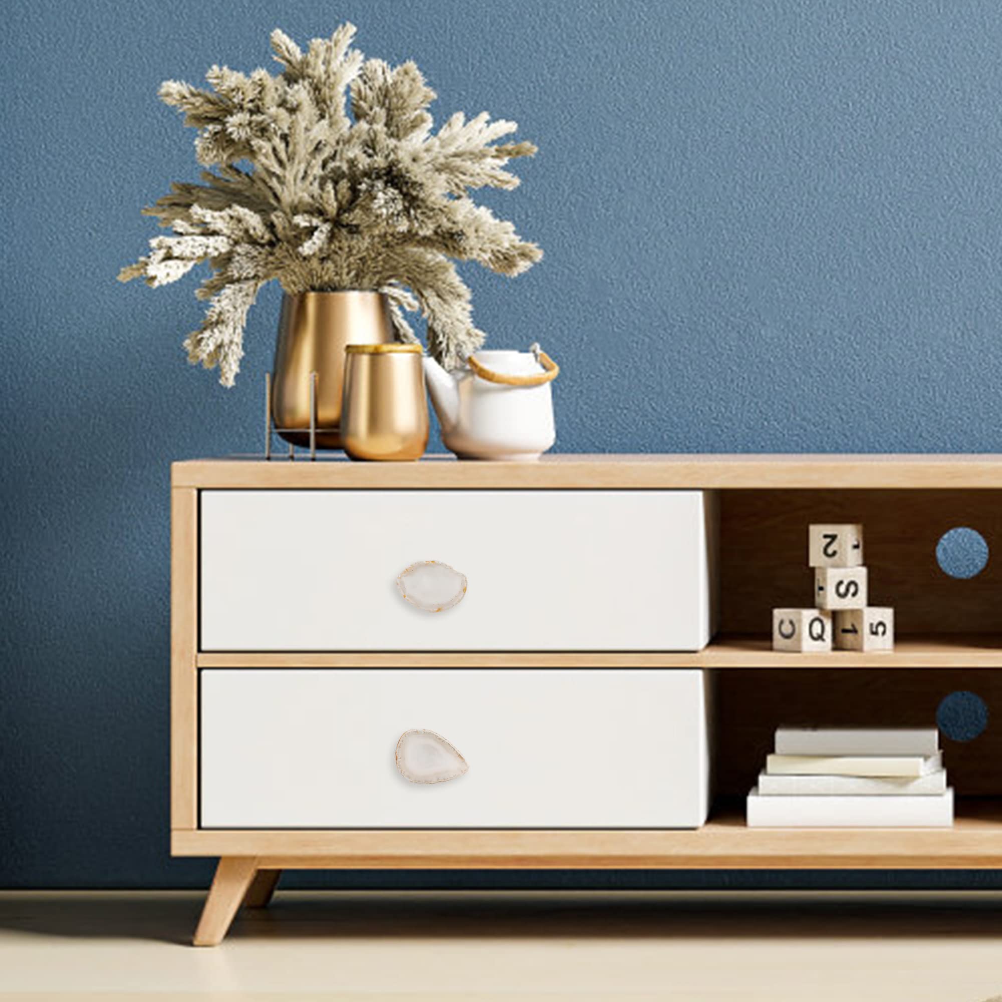 Natural Agate Knobs for Cabinets & Drawers - Unique Kitchen Hardware for Dressers & Closet Doors